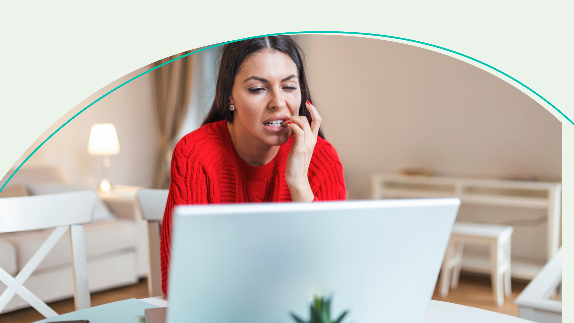 accessibility, nervous woman viewing laptop