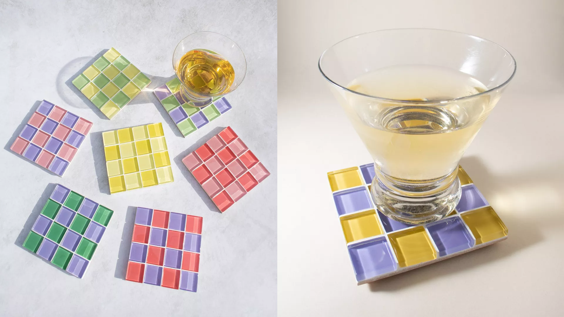 Glass tile coasters