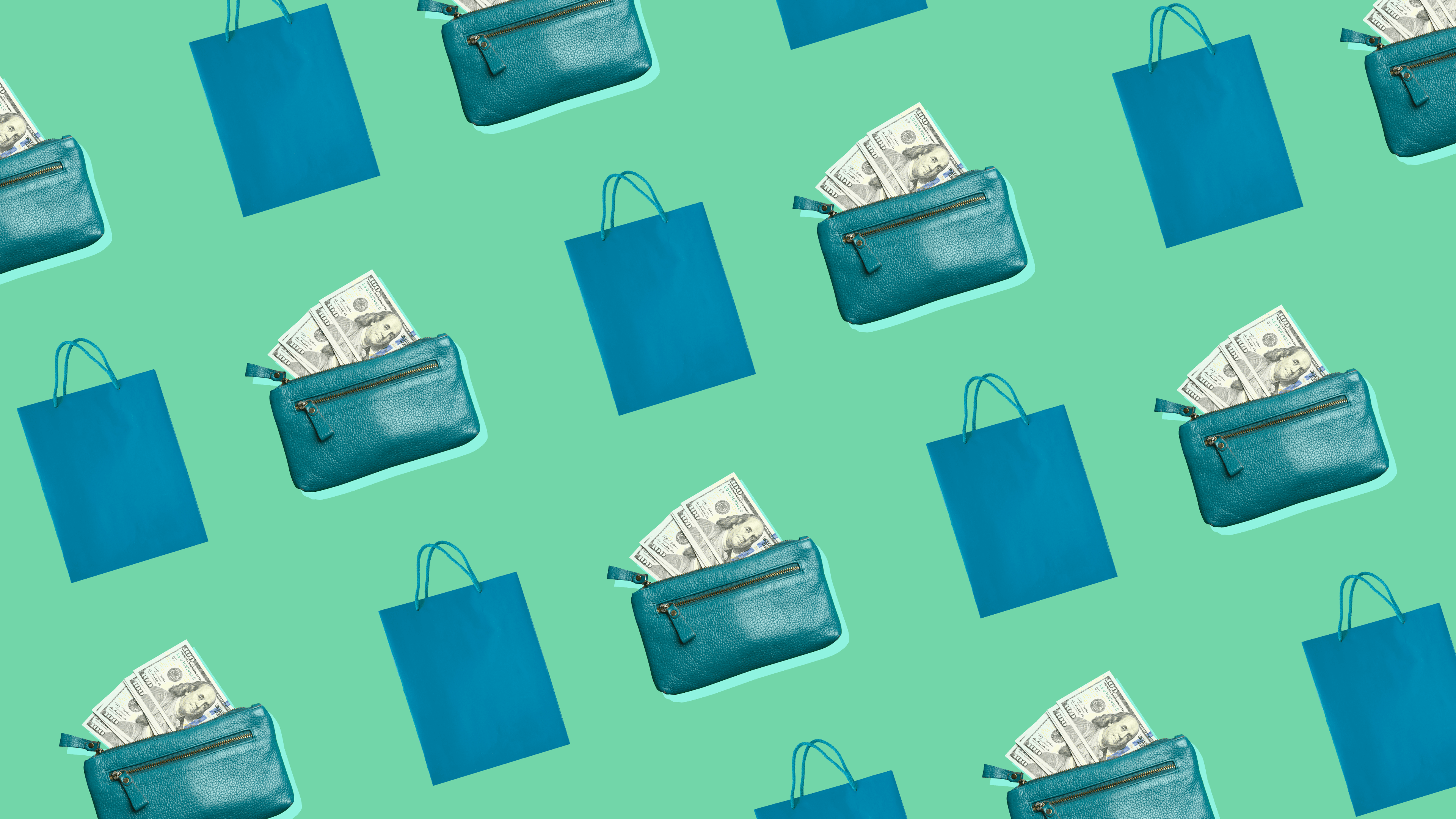 Shopping bag and wallet