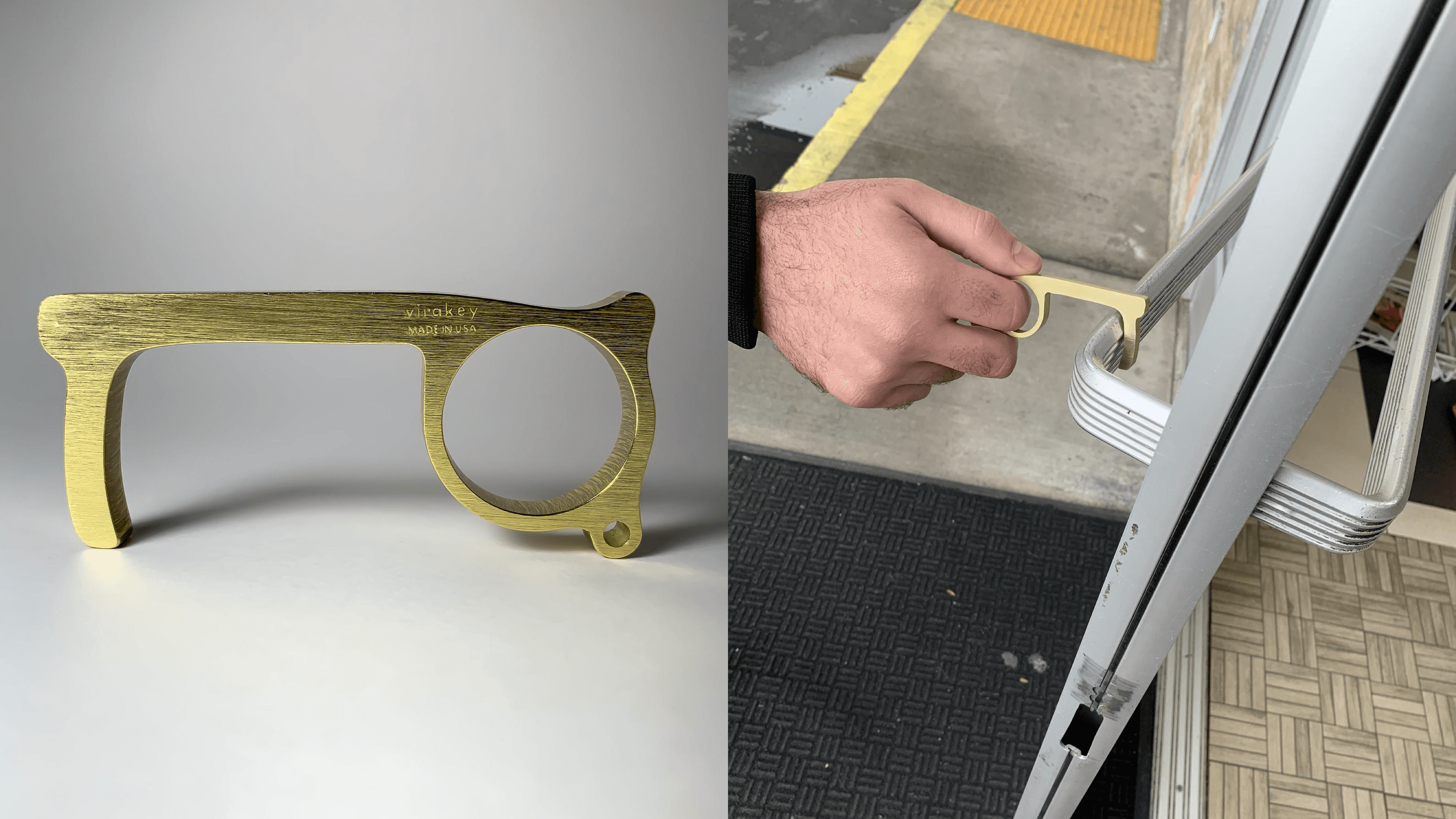 hook door opener keychain so you don't have to touch door handles