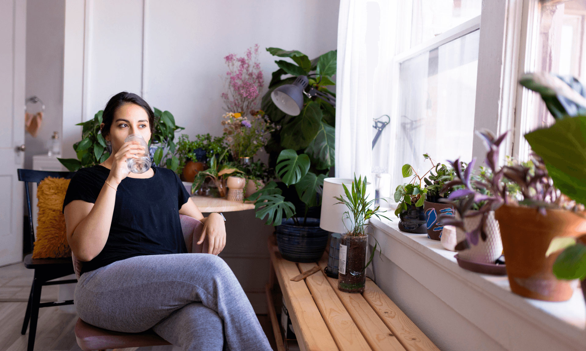 woman drinking water