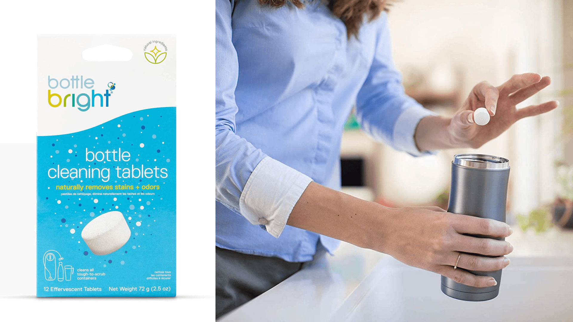 Water bottle cleaning tablets