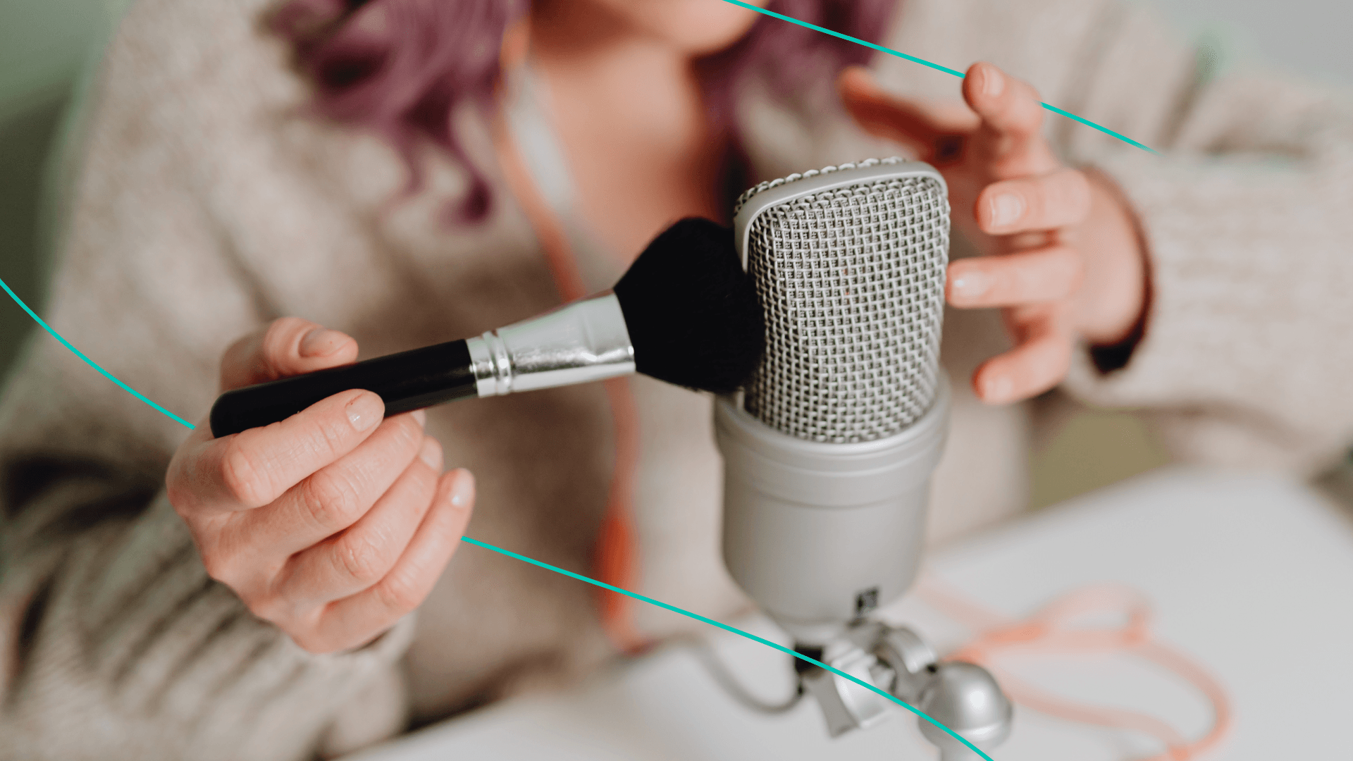 Woman Brushing Microphone