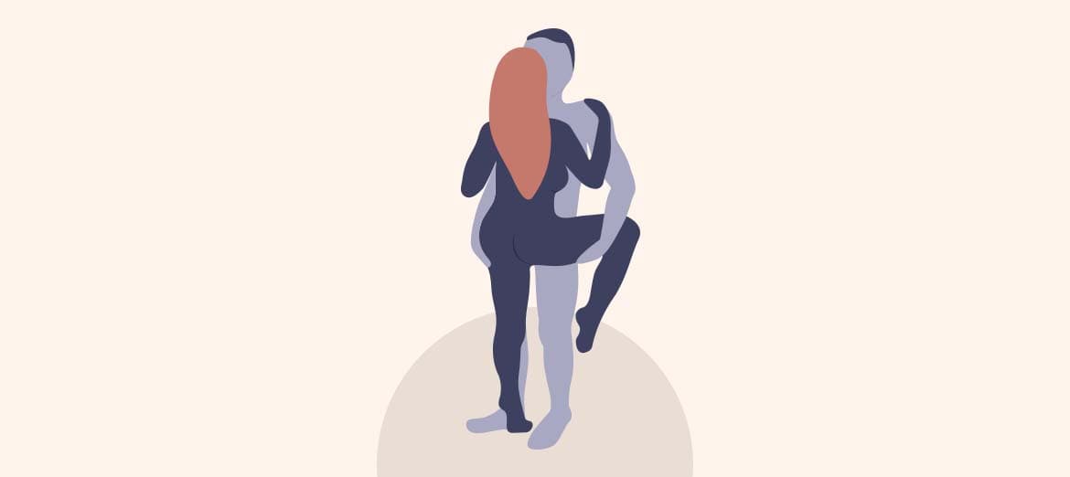 An illustration of the ballet dancer sex position.