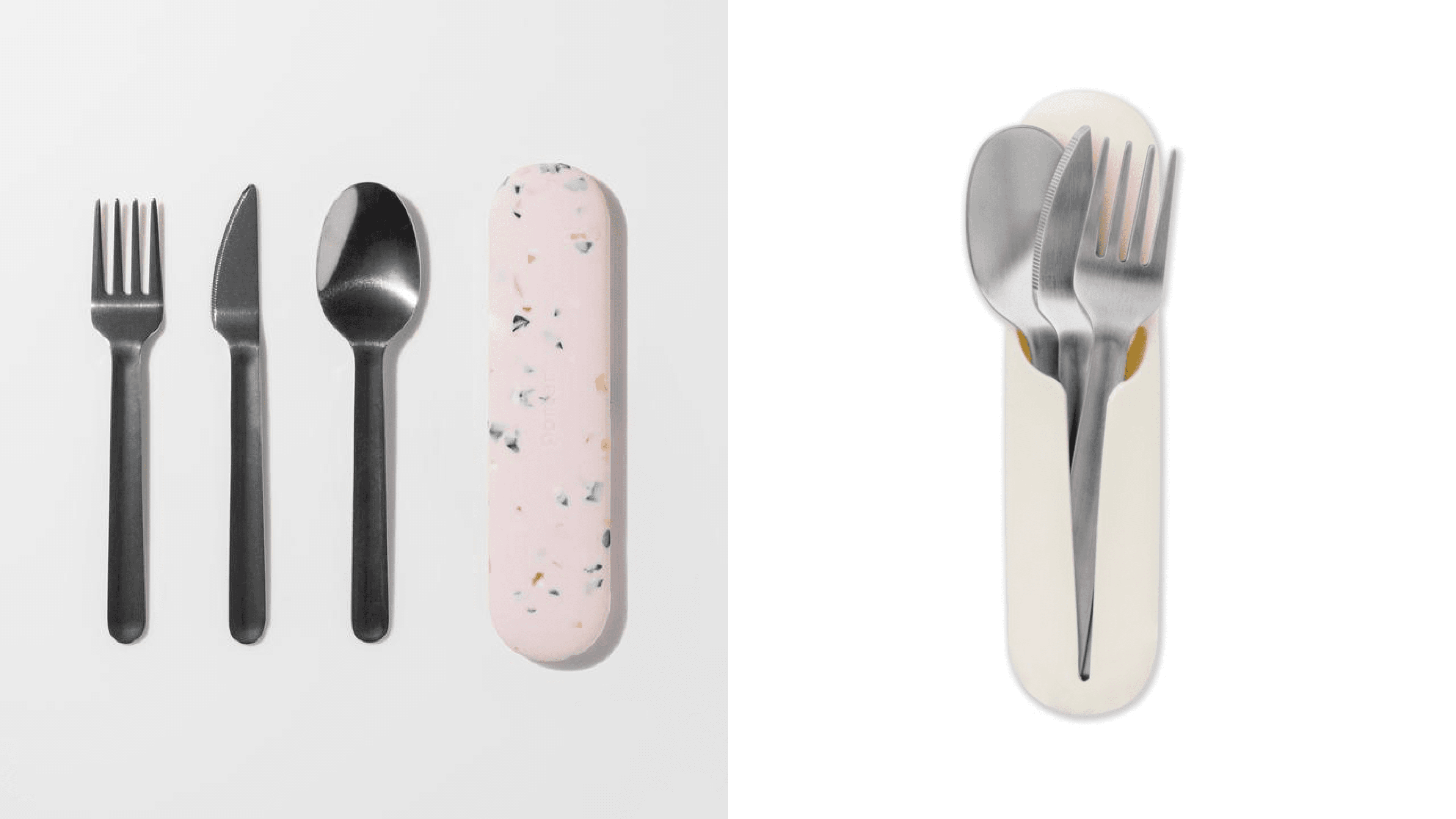 reusable utensil set in silicone carrying case