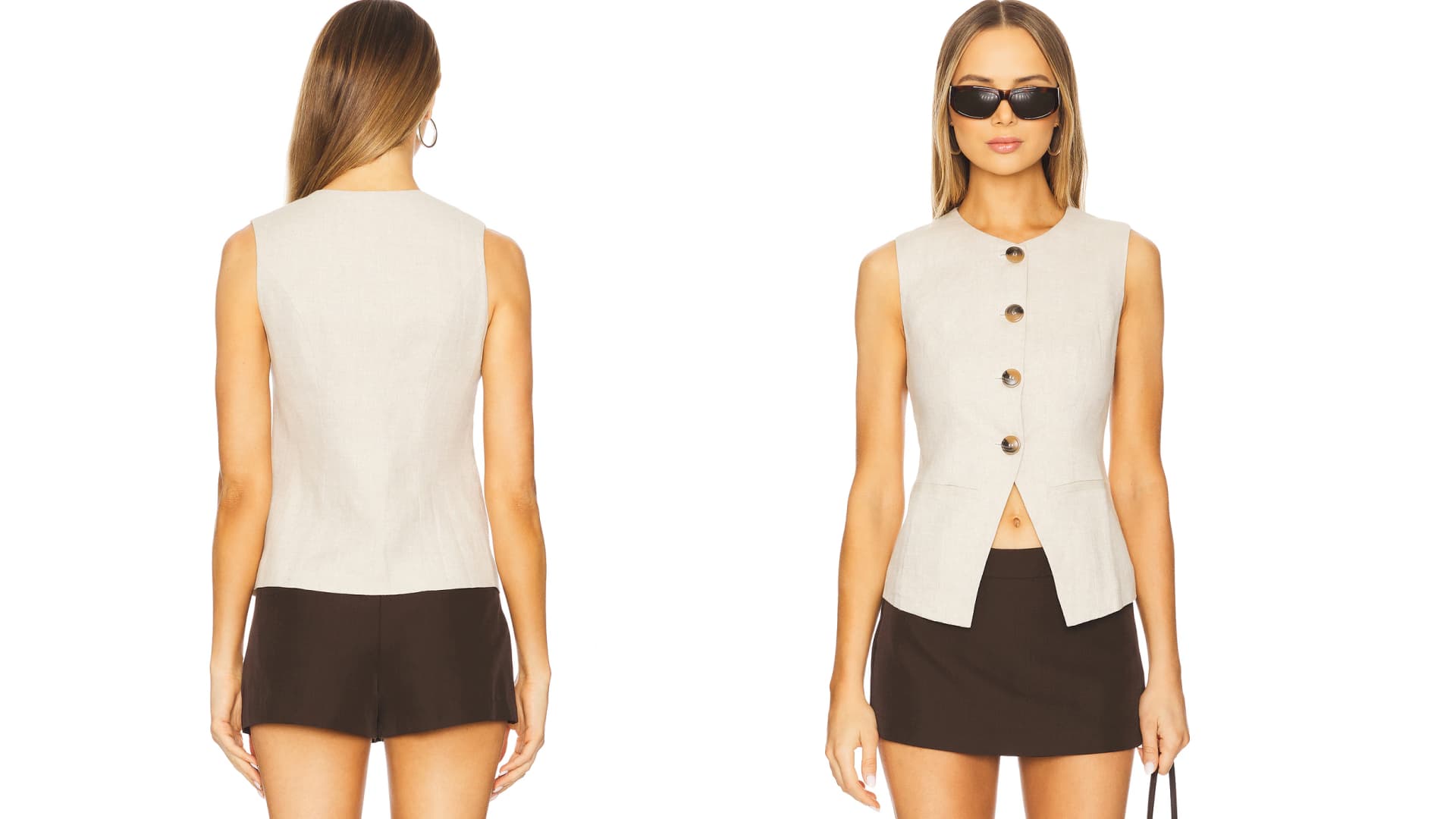 A flared button up vest