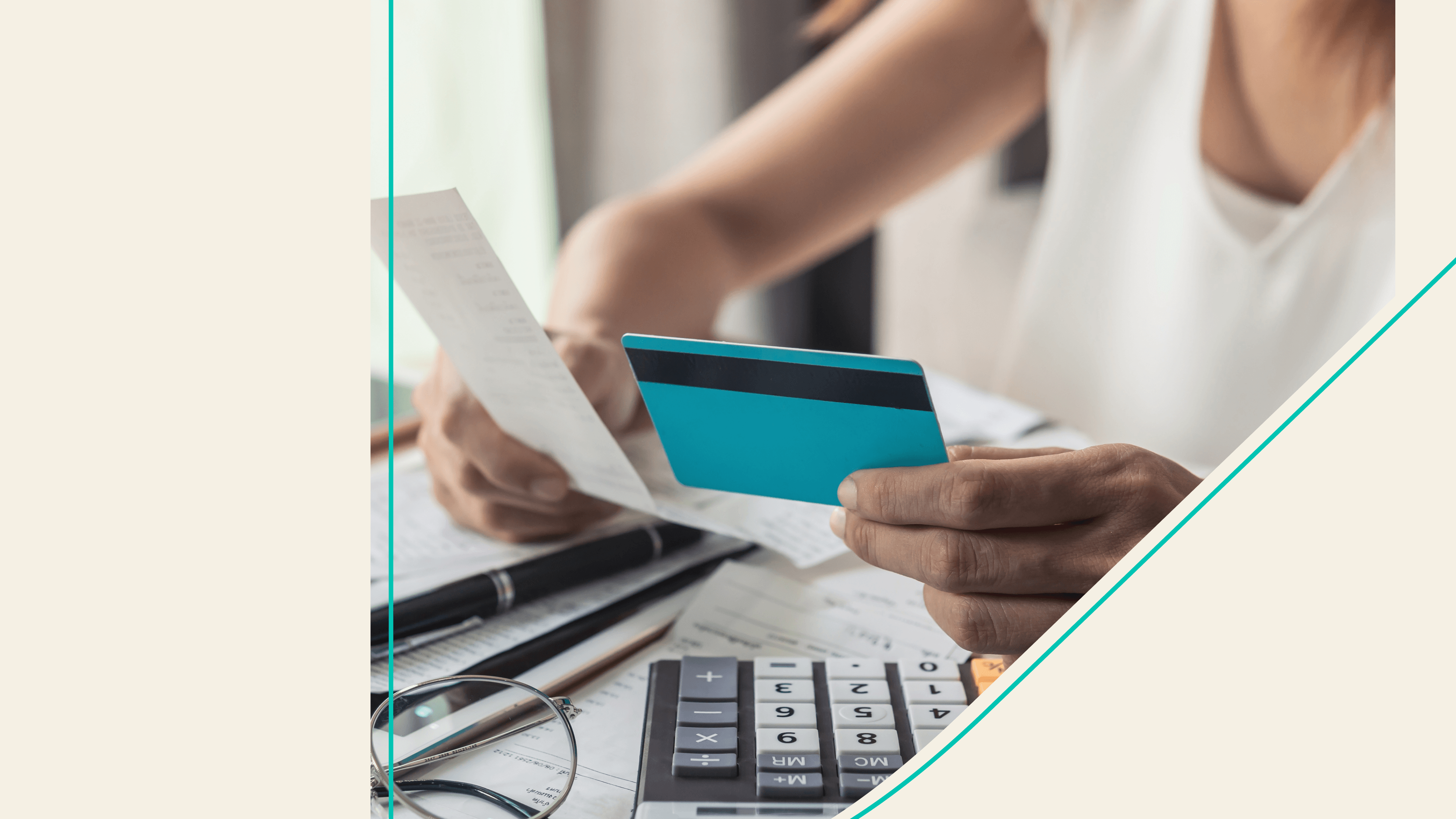 A woman looking at her credit card bill