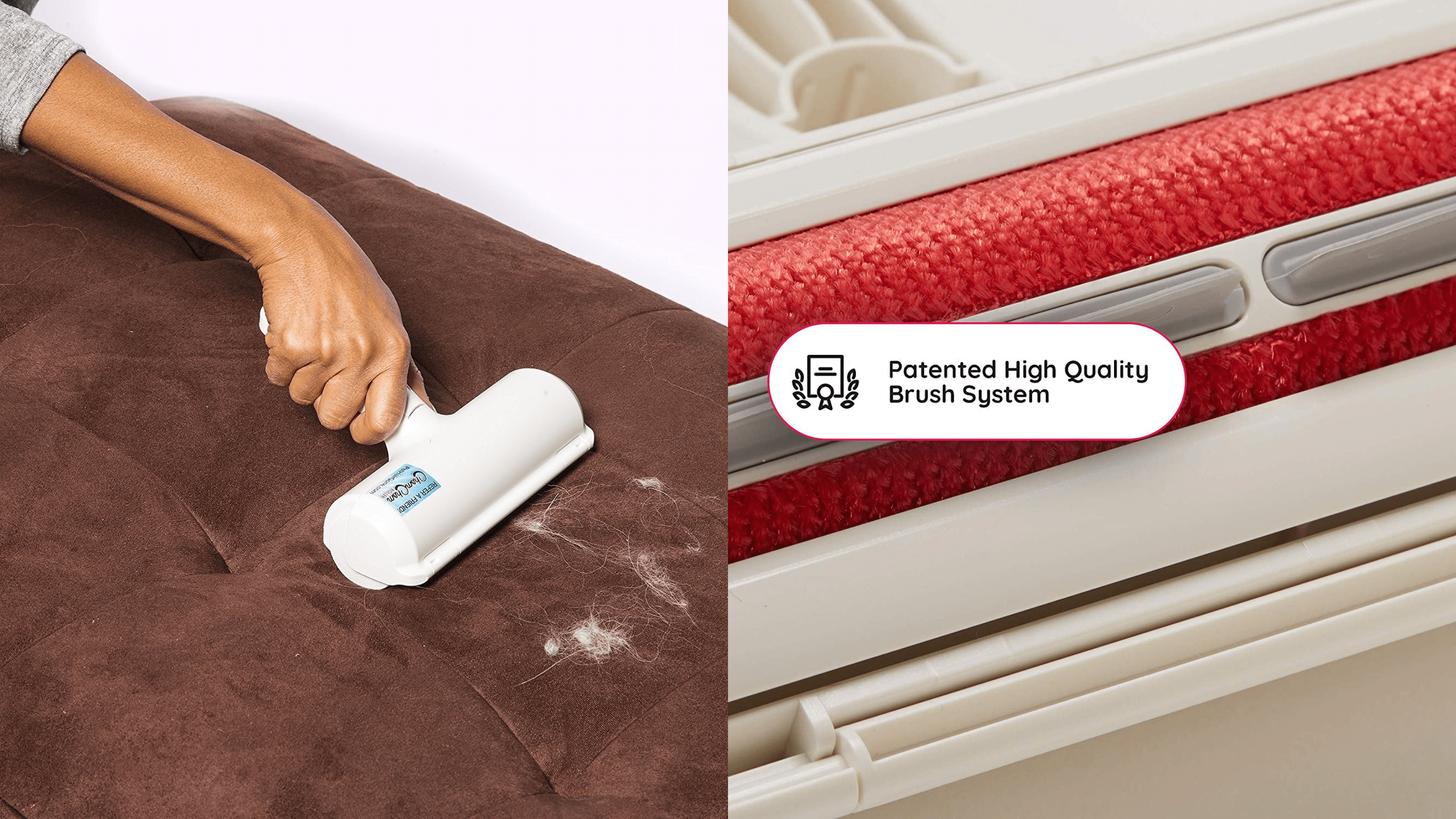 rolling brush to clean up pet hair from couches and rugs