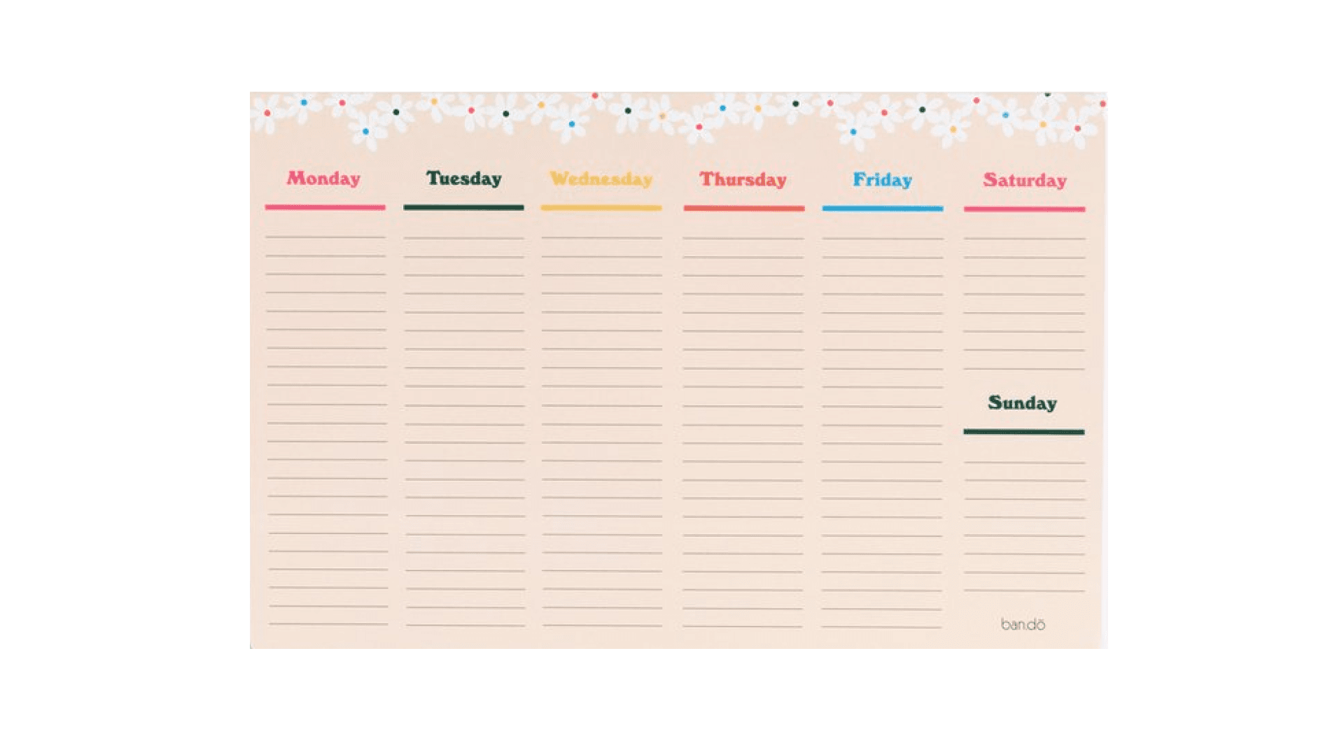 Weekly desk planner