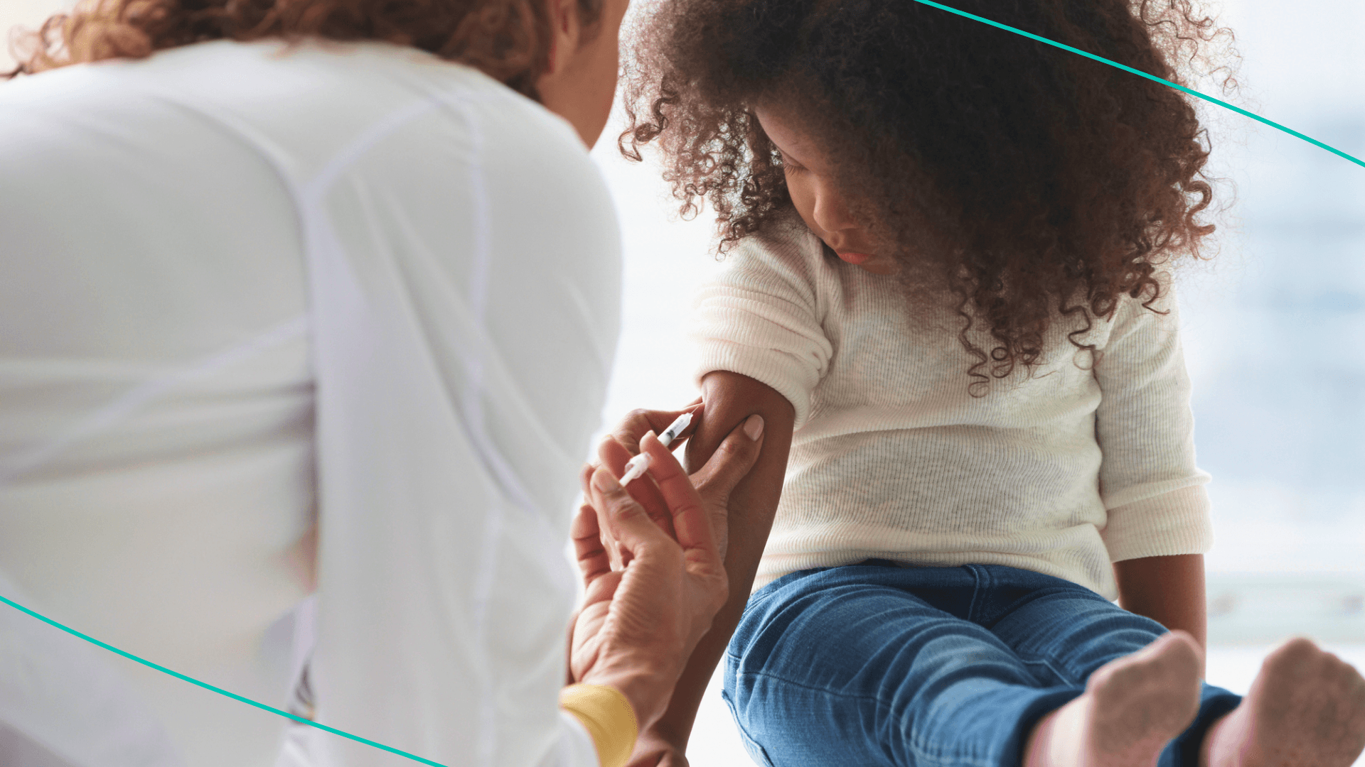 Doctor gives child under five vaccination.