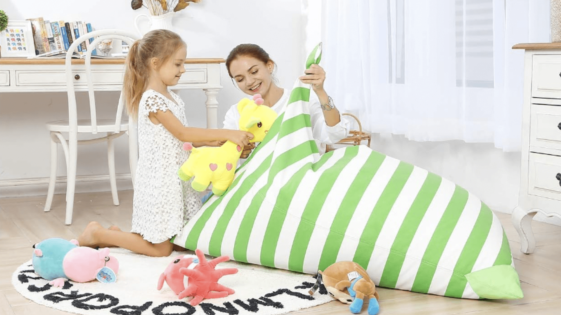 fillable bean bag chair for stuffed toy storage