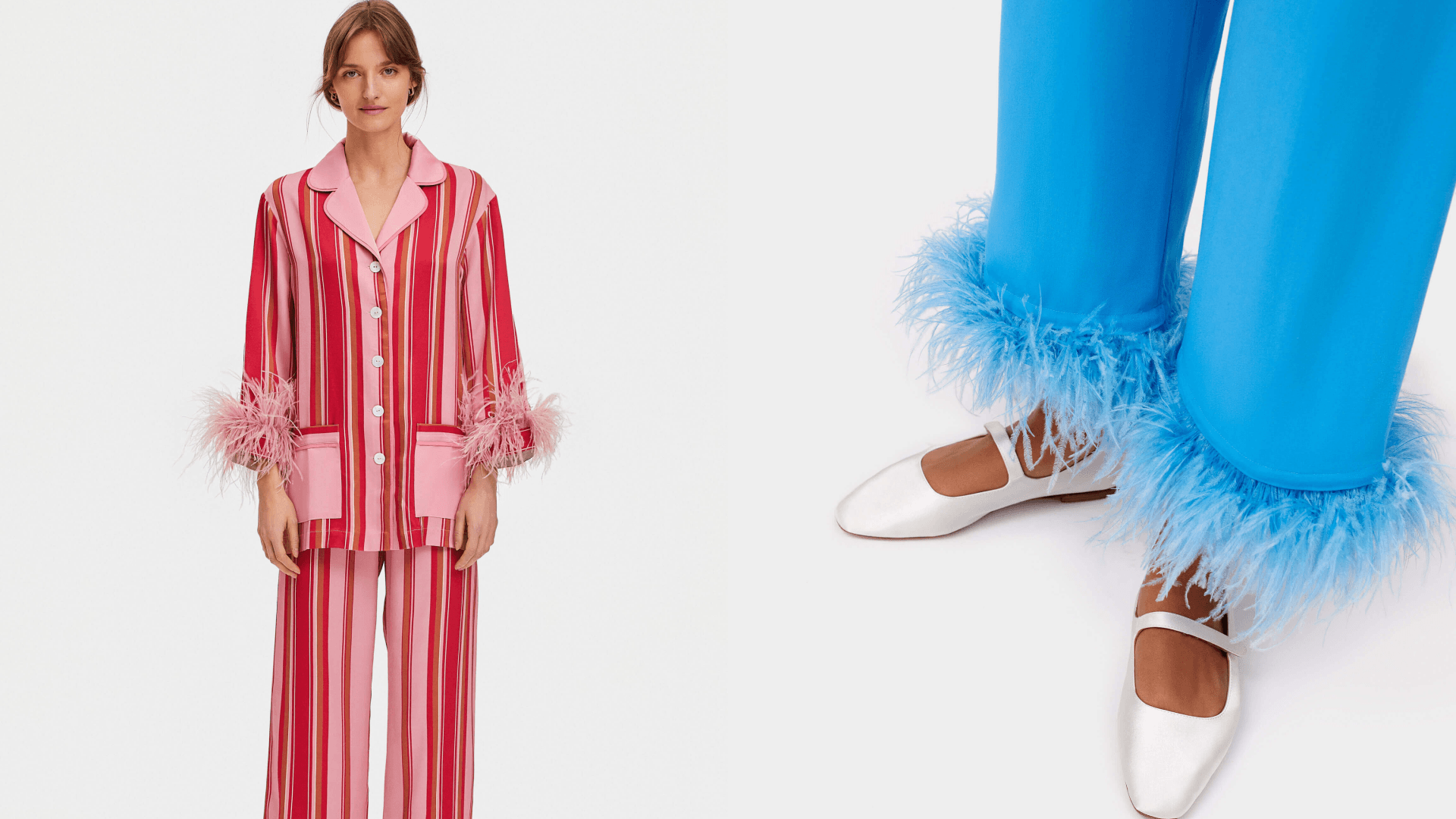 Feather trimmed pajama set