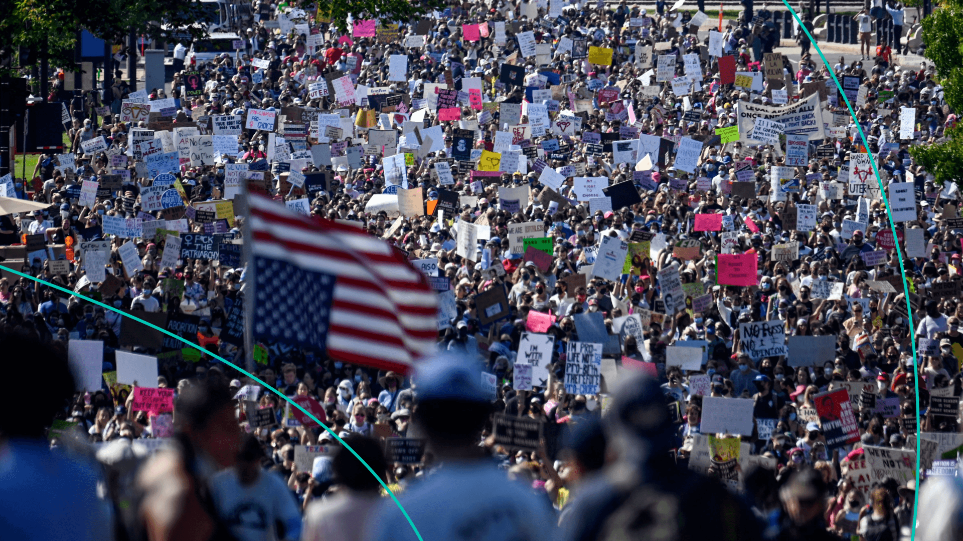 Protesters take part in the Women's March and Rally for Abortion Justice in Washington, DC, on October 2, 2021