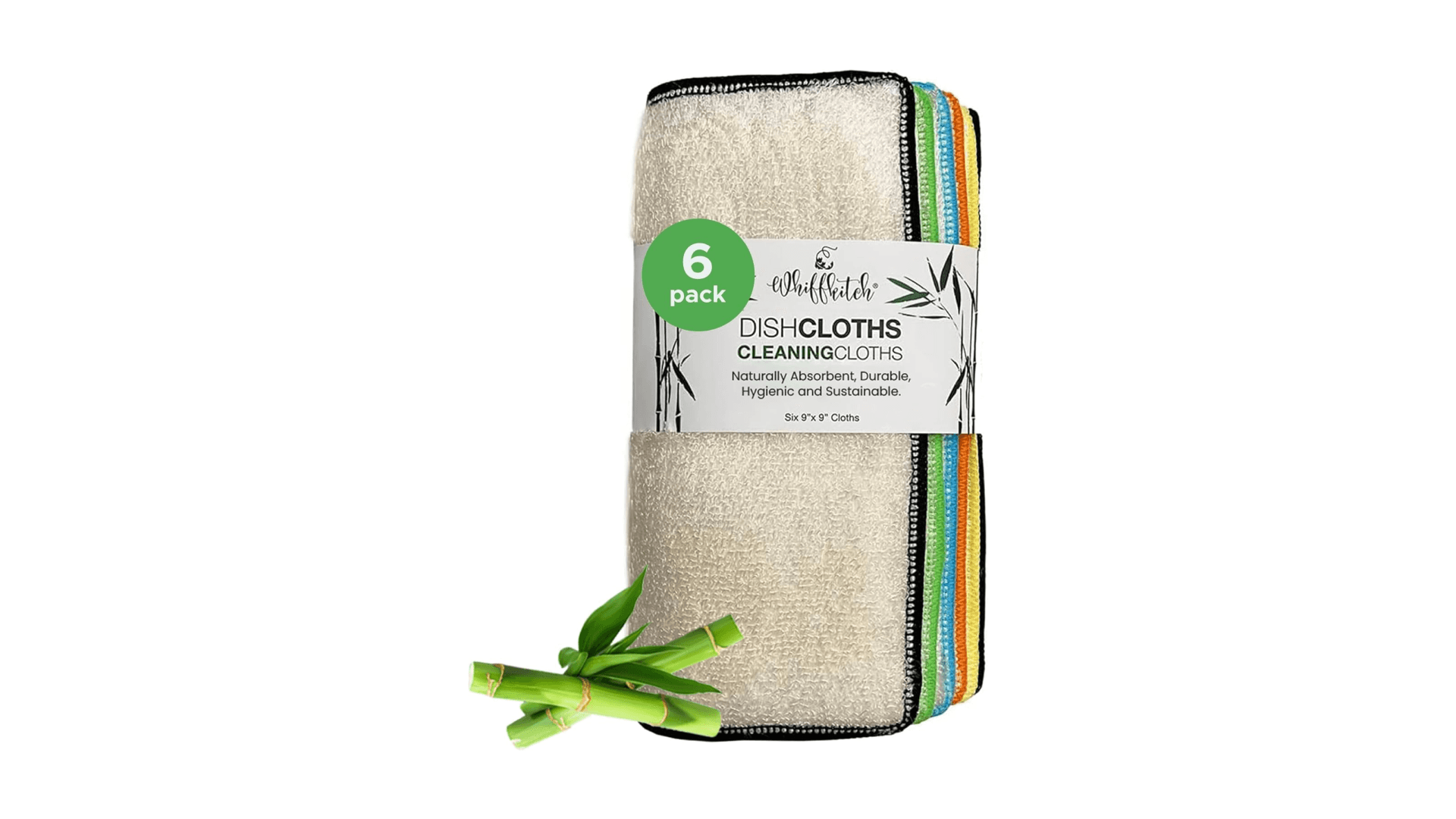 Whiffkitch Dishcloths & Towels for Kitchen – Drying, Absorbent, Washcloths, Durable, Non-Scratch, Multi-Surface Cleaning, 9x9 Inches Multi Color, 6 Pack