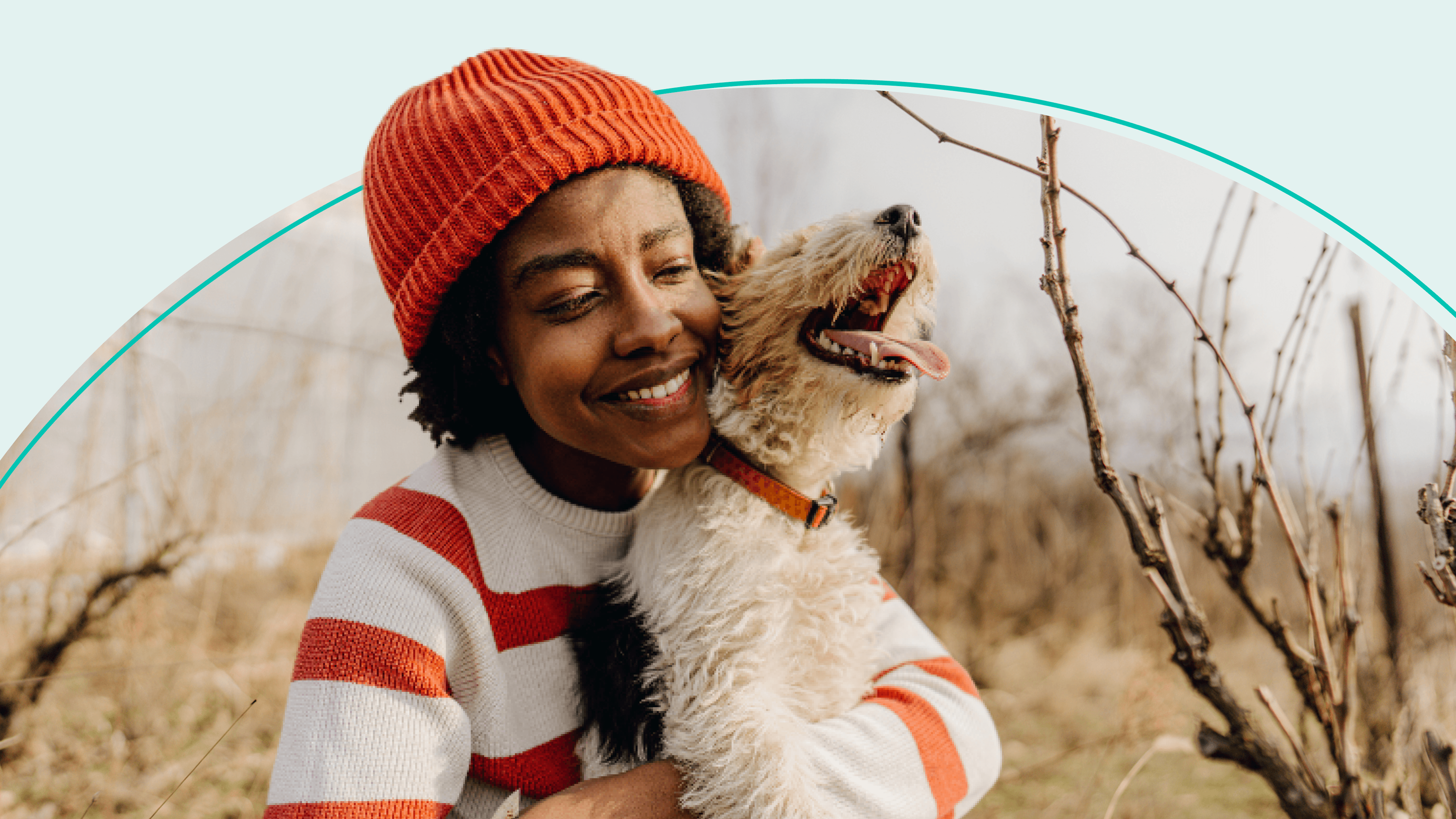 accessibility, woman hugging a dog