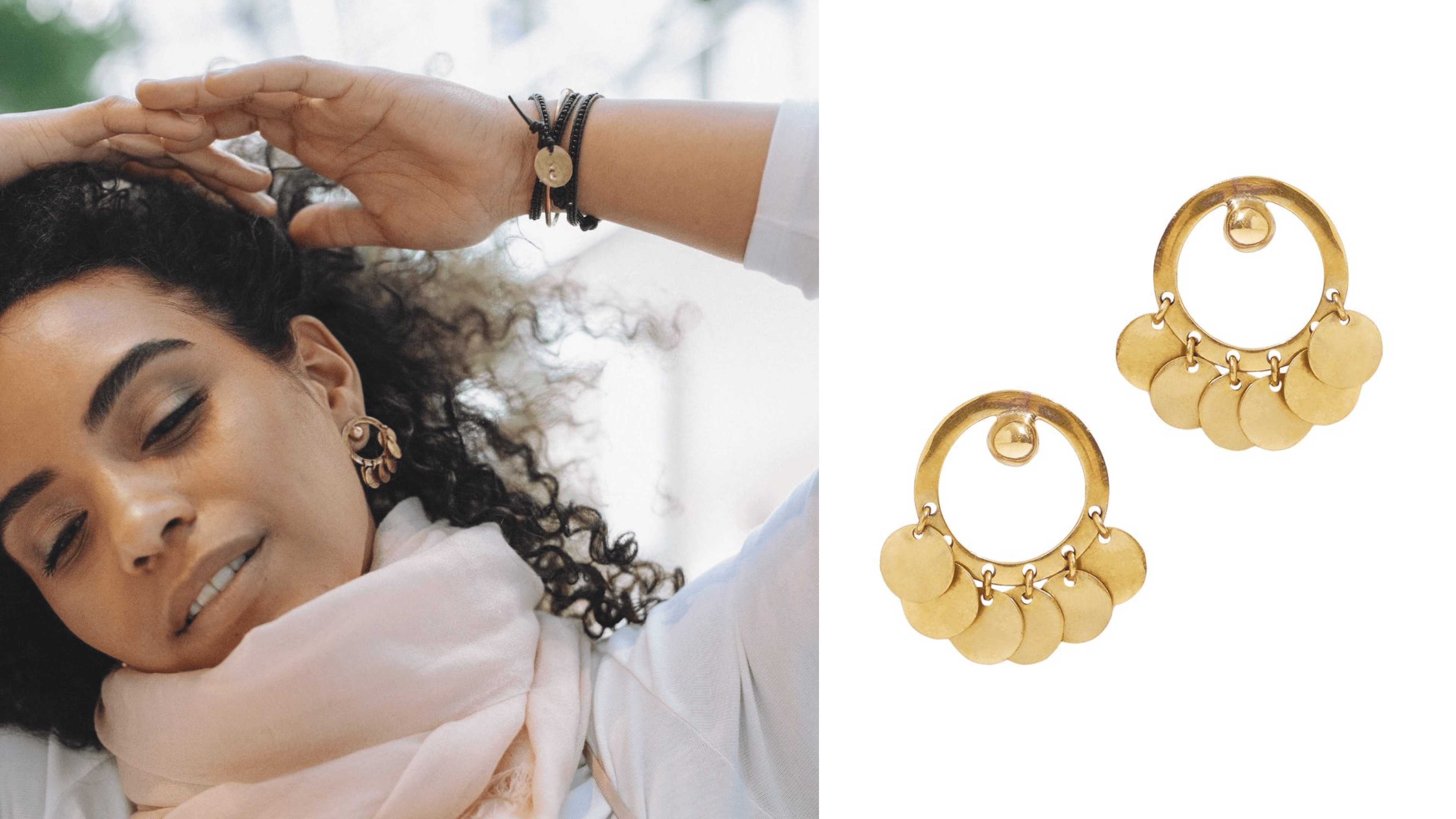 brass medallion earrings