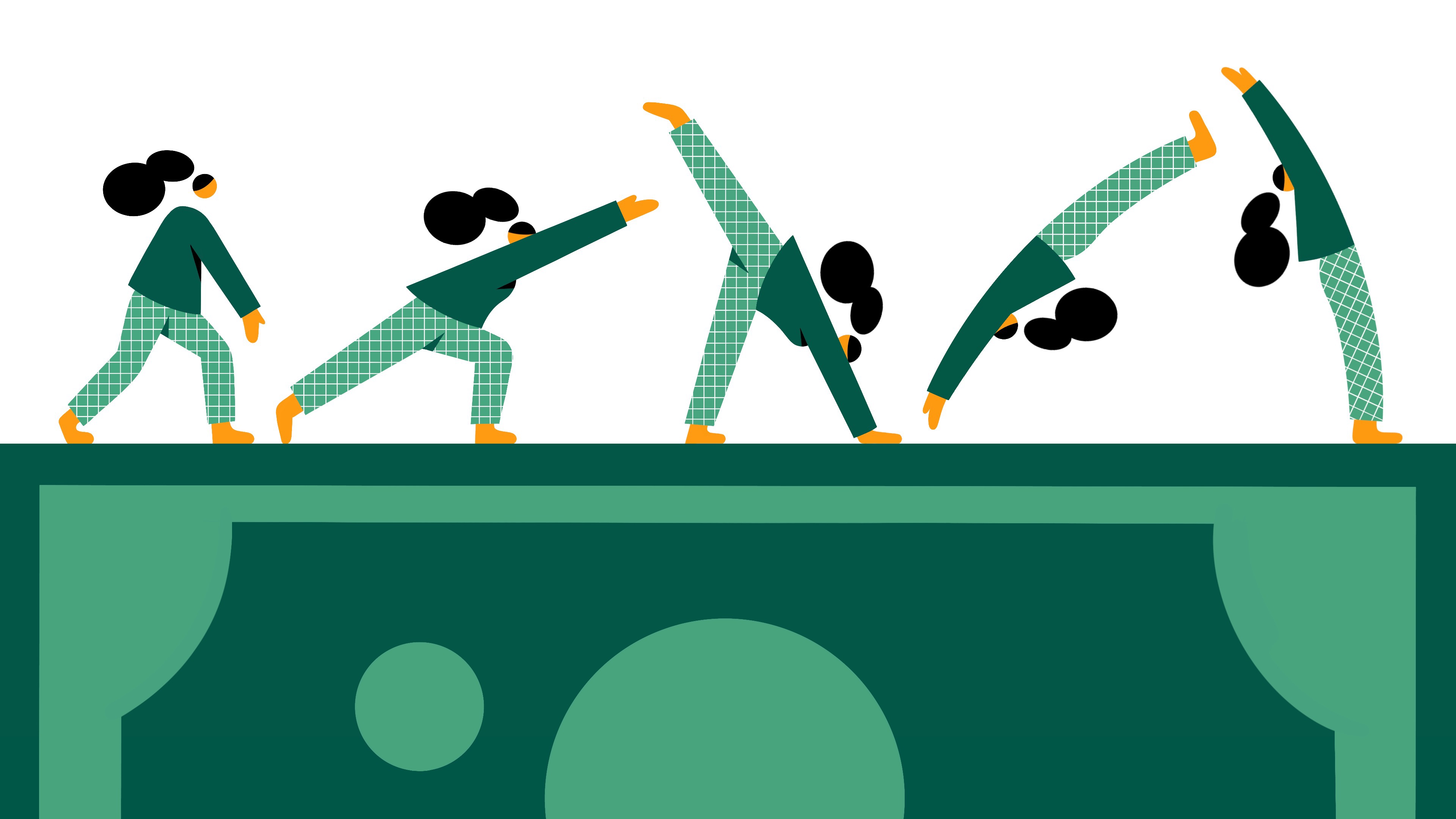 Gymnast flipping on money