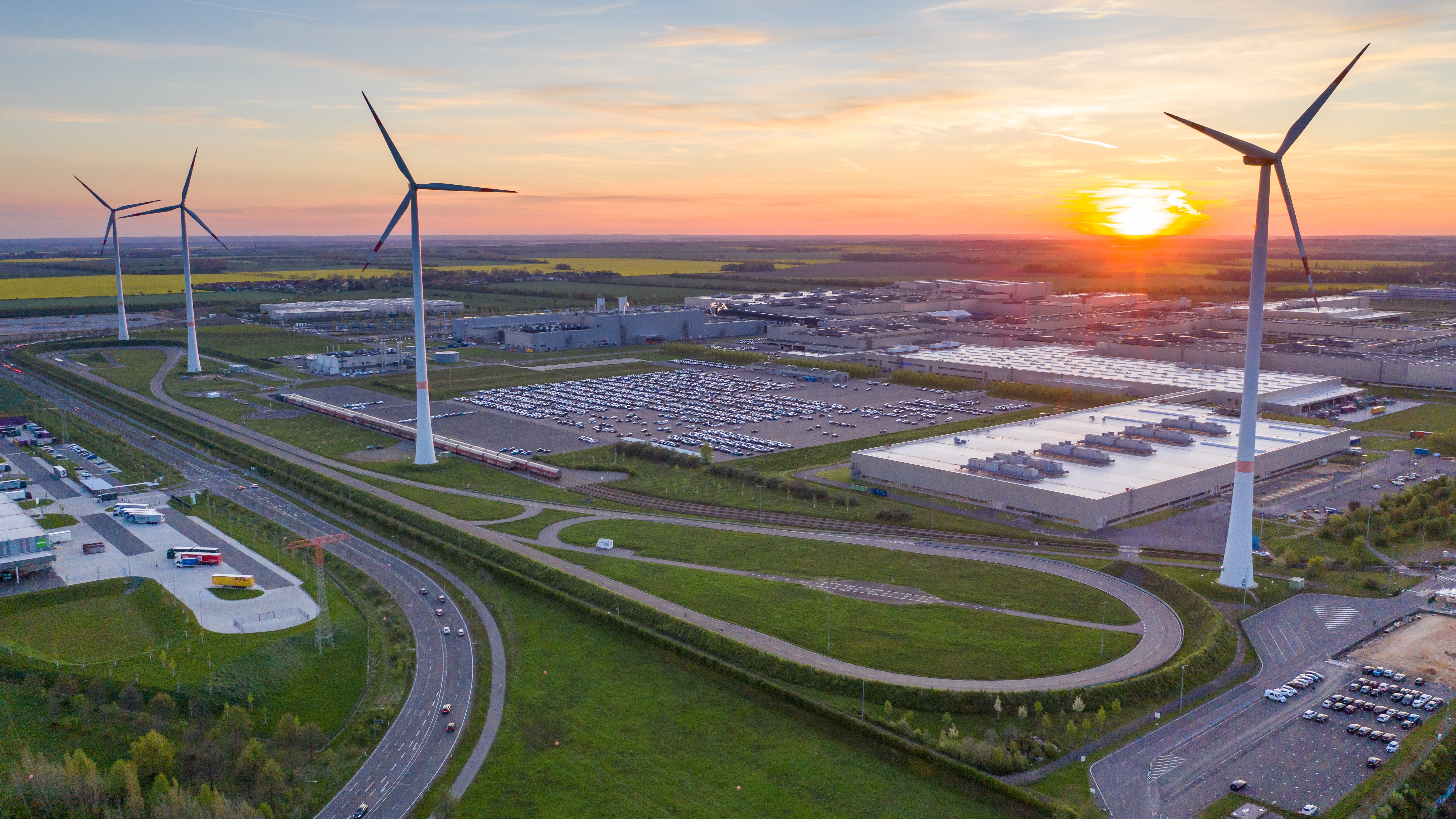 Wind turbines in Saxony, Leipzig.