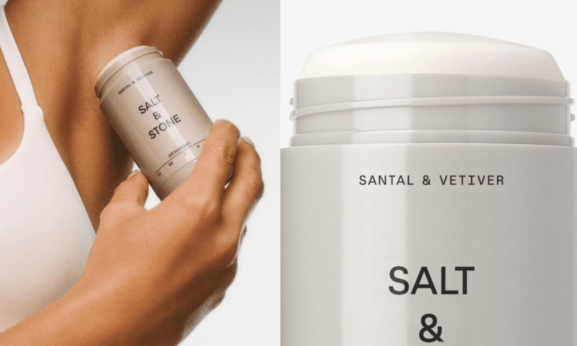 SALT & STONE Aluminum Free Deodorant | Extra Strength 48 Hour Protection for Women & Men | Made with Seaweed Extracts, Niacinamide & Prebiotics (Santal & Vetiver)