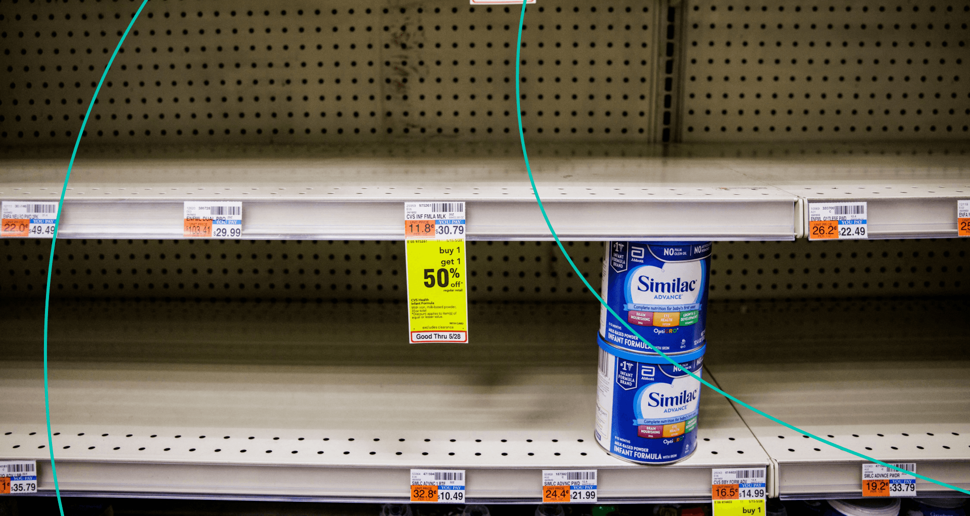 Shelves normally meant for baby formula sit nearly empty at a store