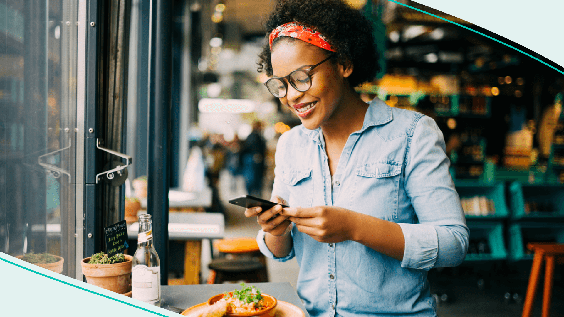 Woman taking photo of her and dog