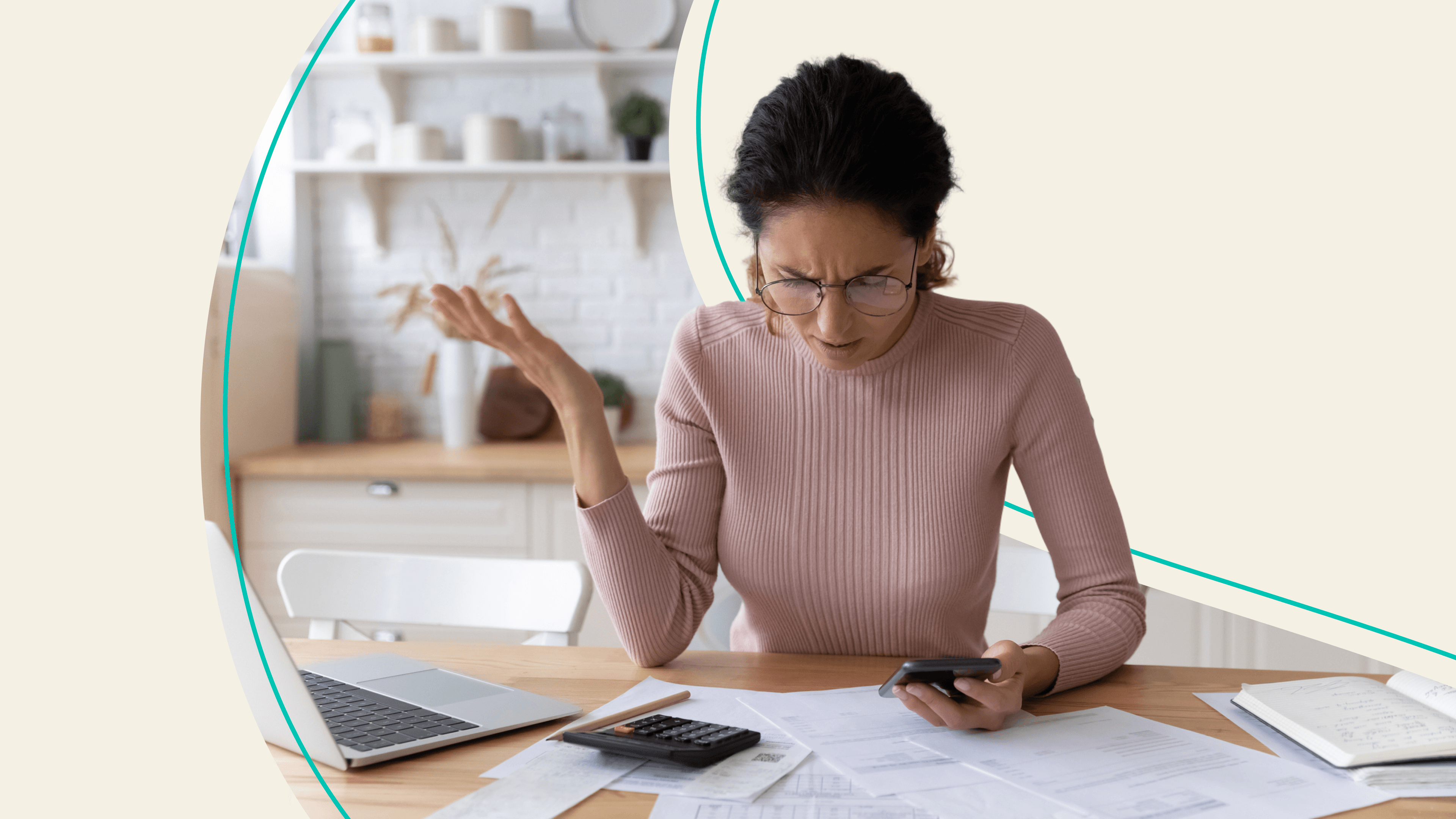 accessibility, frustrated woman reviewing paperwork