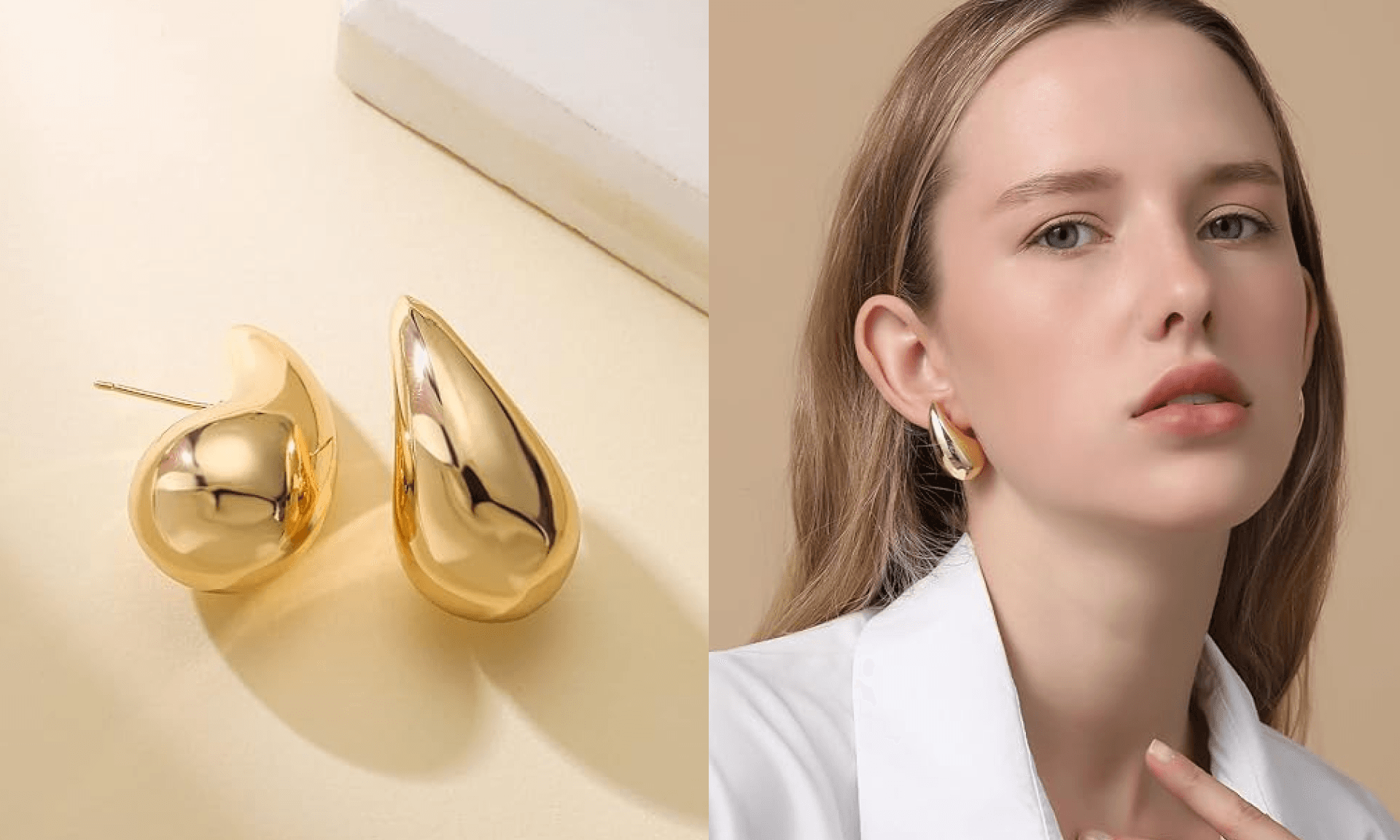 Apsvo Gold Teardrop Earrings for Women, Chunky Gold Hoop Water Tear Drop Dangle Earrings, Lightweight Designer Dupes Earring Women Fashion Trendy Jewelry, Aretes de Mujer Oro