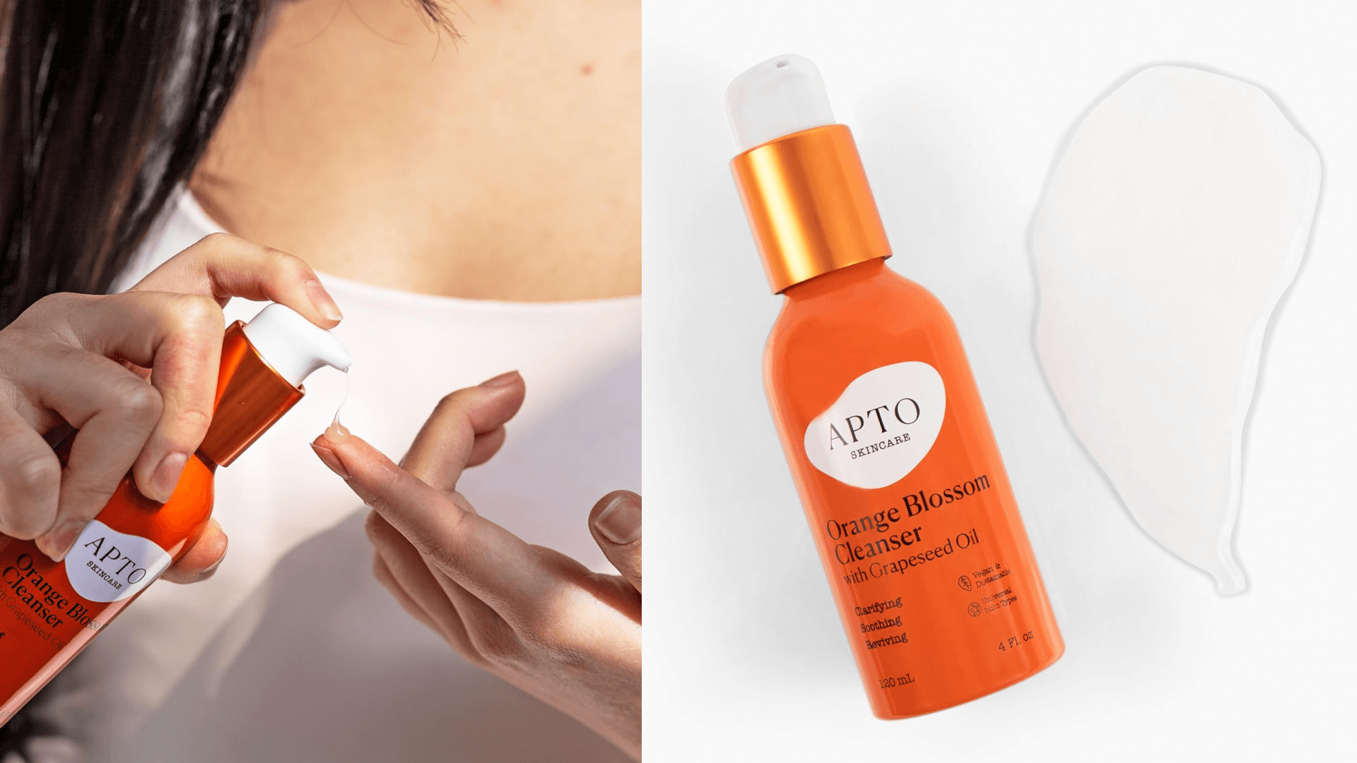 APTO Orange Blossom Cleanser w/Grapeseed Oil: Gentle but Effective Lightly-Foaming Daily Face Wash for Skin That's Clarified & Refreshed, 4 fl. oz.