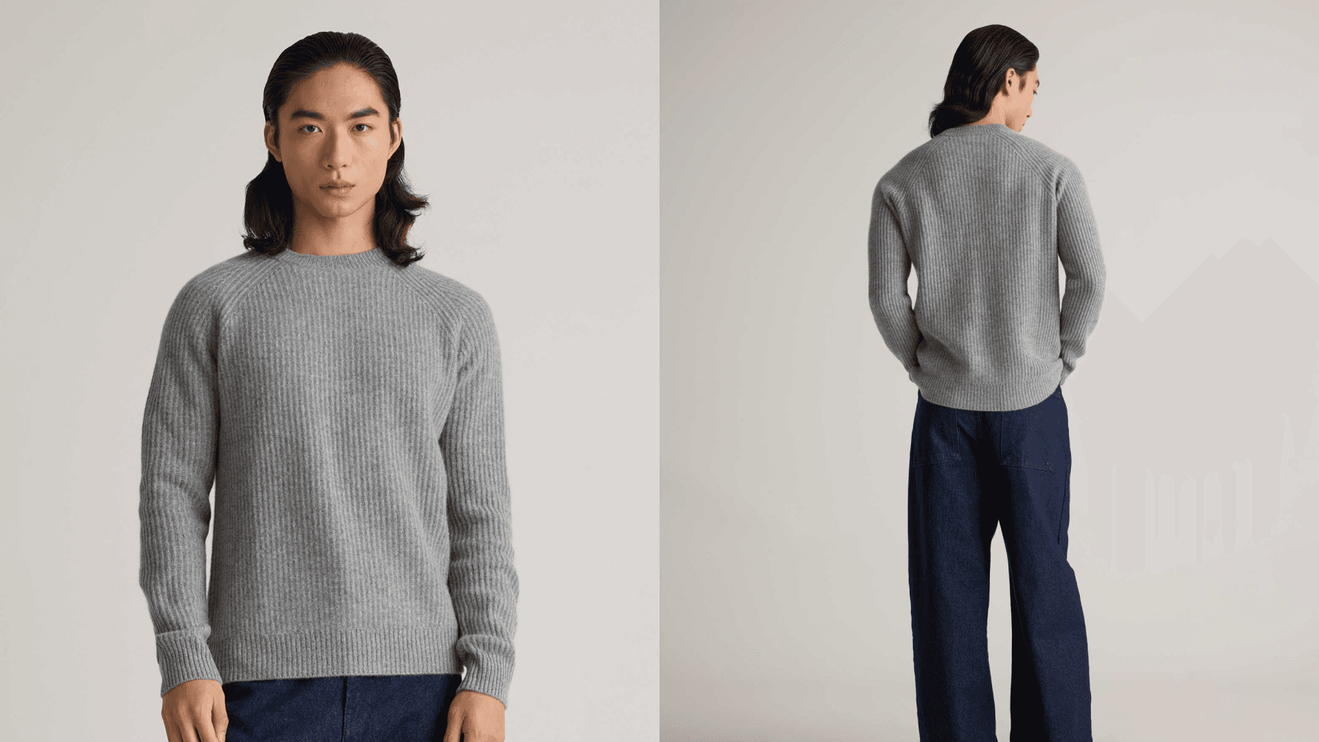Ribbed crewneck sweater in gray