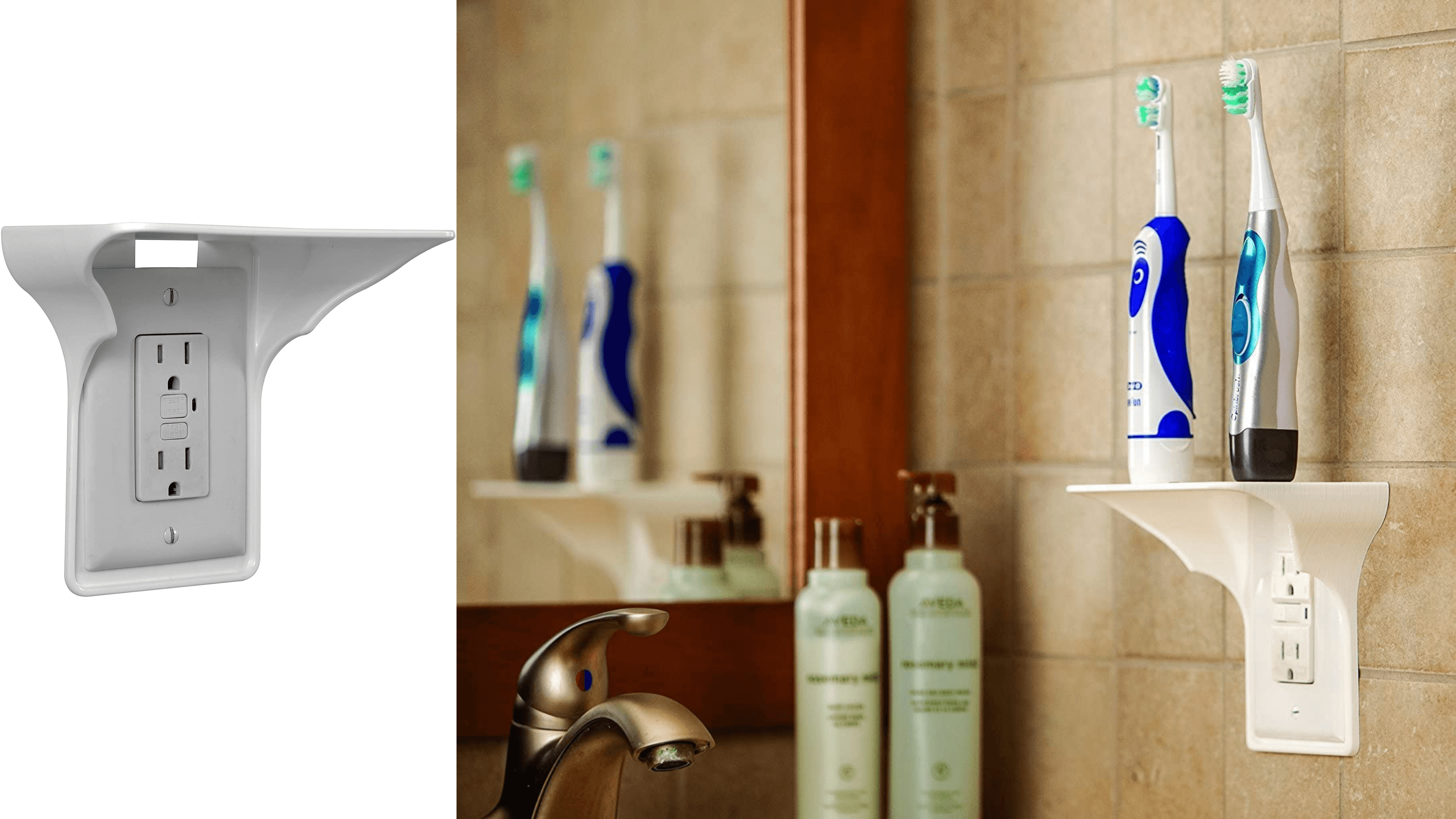 outlet plate with a built-in shelf