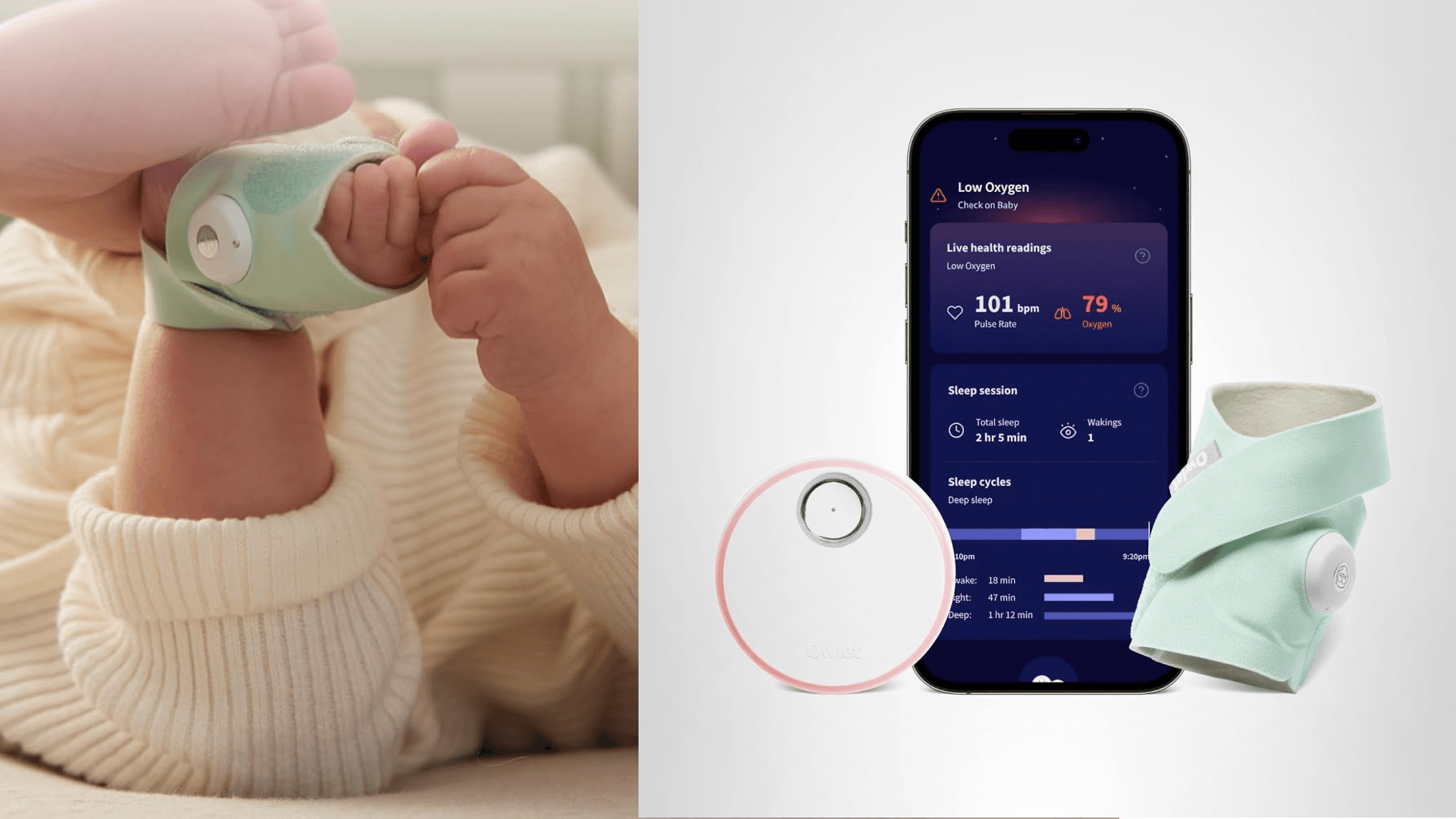 Owlet Dream Sock® - FDA-Cleared Smart Baby Monitor - Track Live Pulse (Heart) Rate, Oxygen in Infants - Receive Notifications