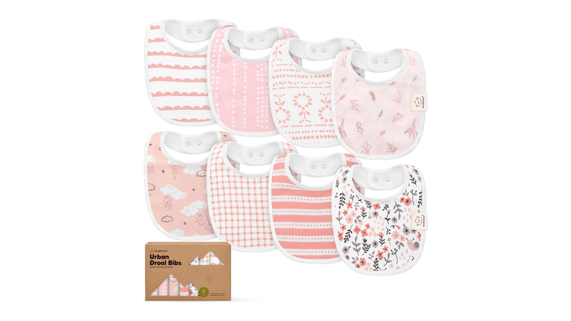8-Pack Organic Baby Bibs for Boys, Girls - Soft Cotton Drooling and Teething Bibs for Baby Girl & Boy, Extra Absorbent, Easy To Clean & Put On for Toddler, Newborn, Infant 0-24 Months (Sweet Charm)