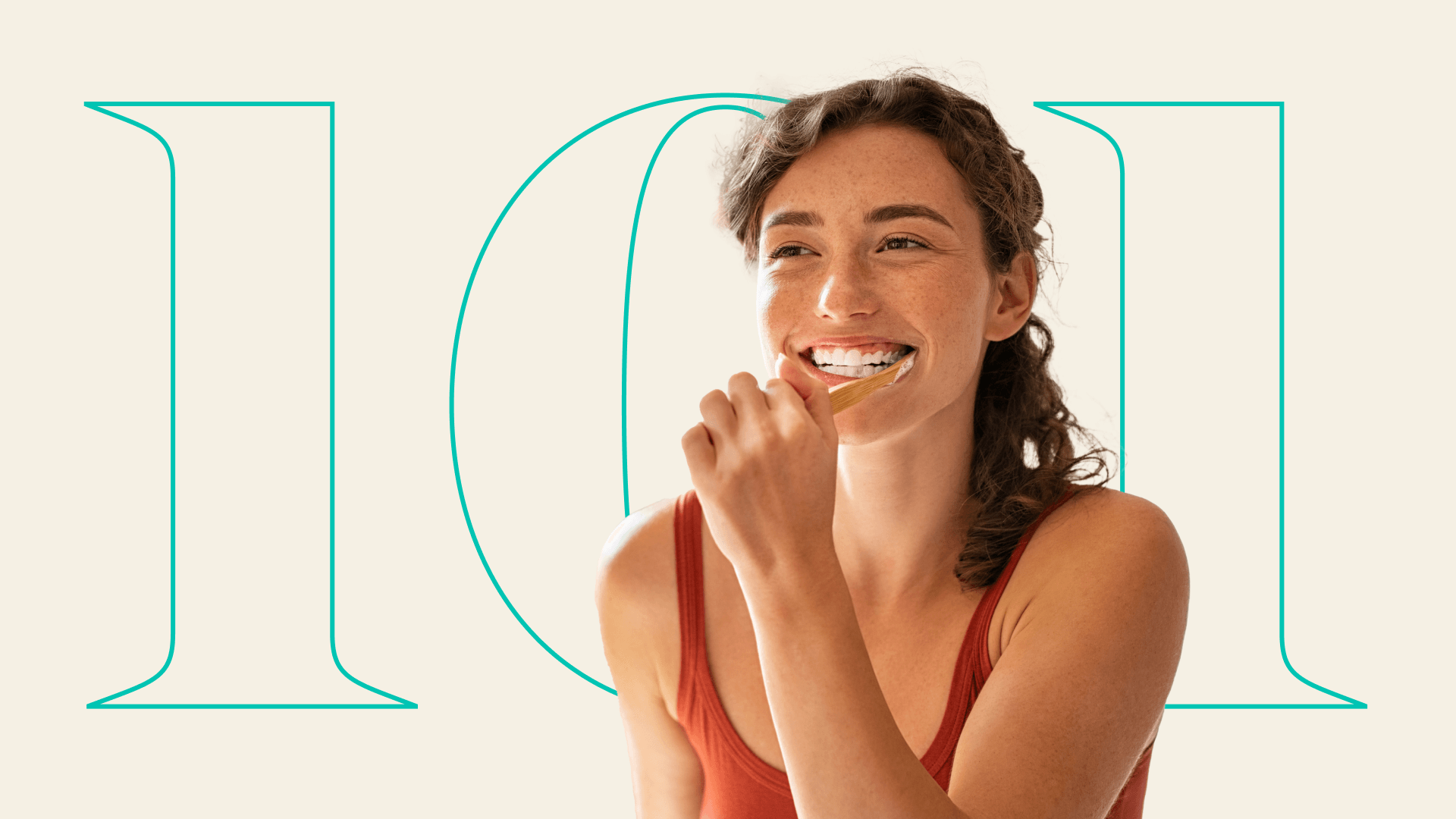 Woman brushing teeth