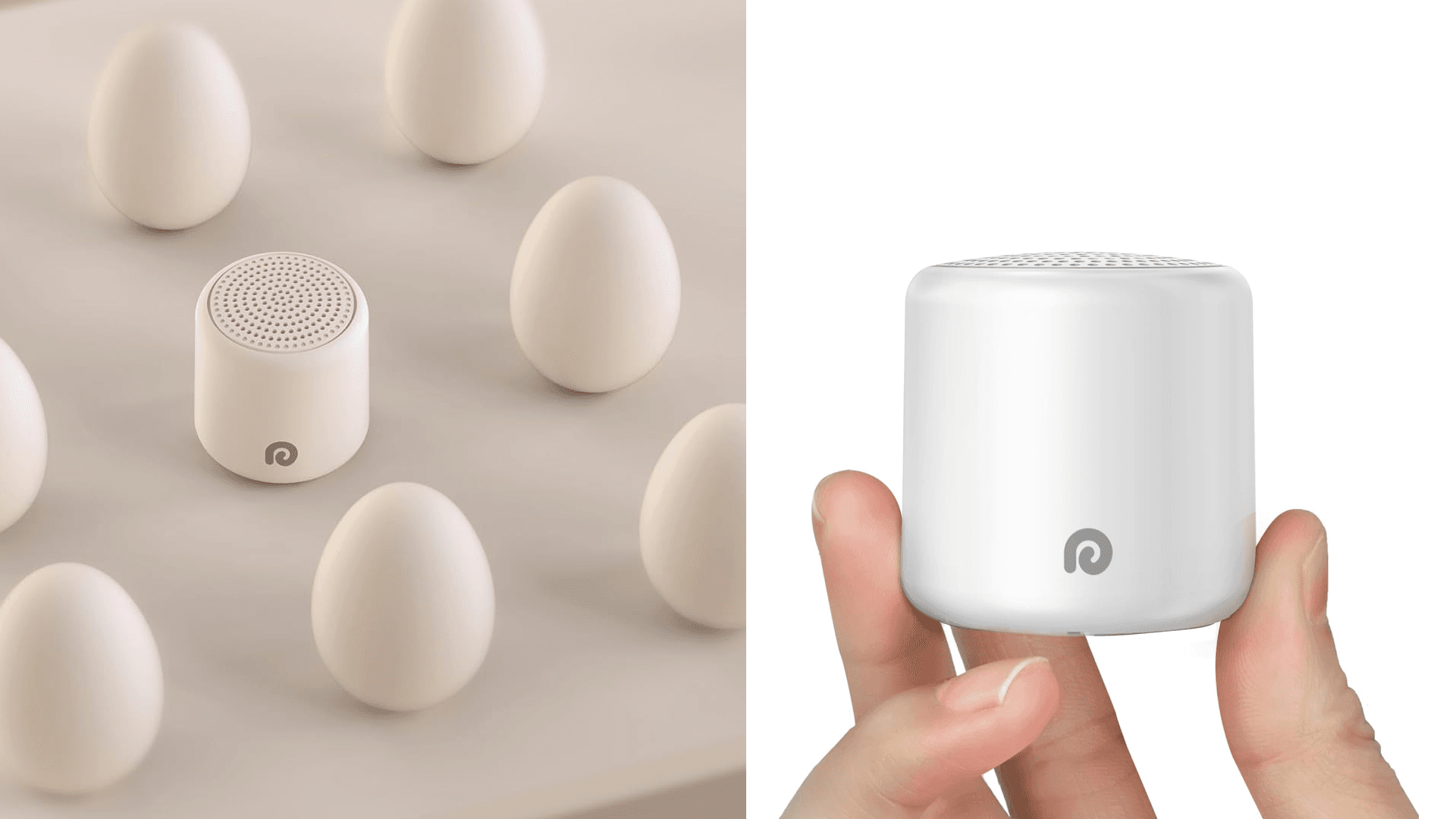 Dreamegg Portable Travel White Noise Machine for Sleep, Features Powerful Battery, Egg-Sized, 16 Nature Sounds, Timer, for Baby Adults Office Privacy Home Gift, Cream