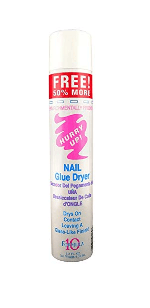 A spray bottle of hurry up nail glue dryer, how to fix a broken nail