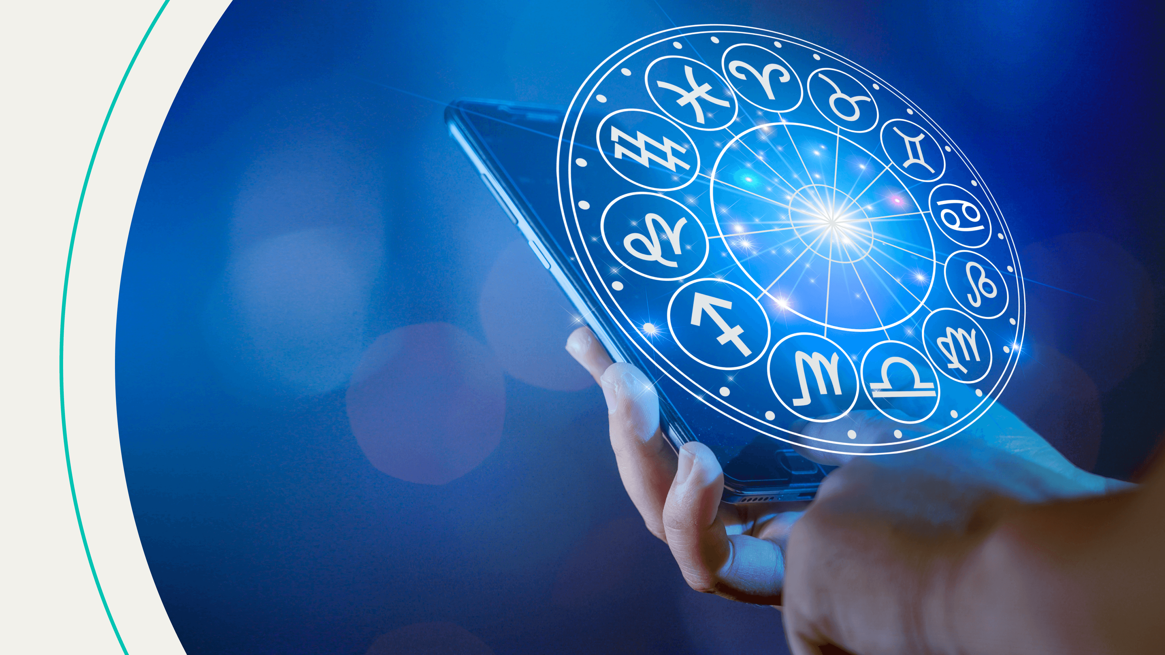 A person holding a phone with a birth chart hovering over it