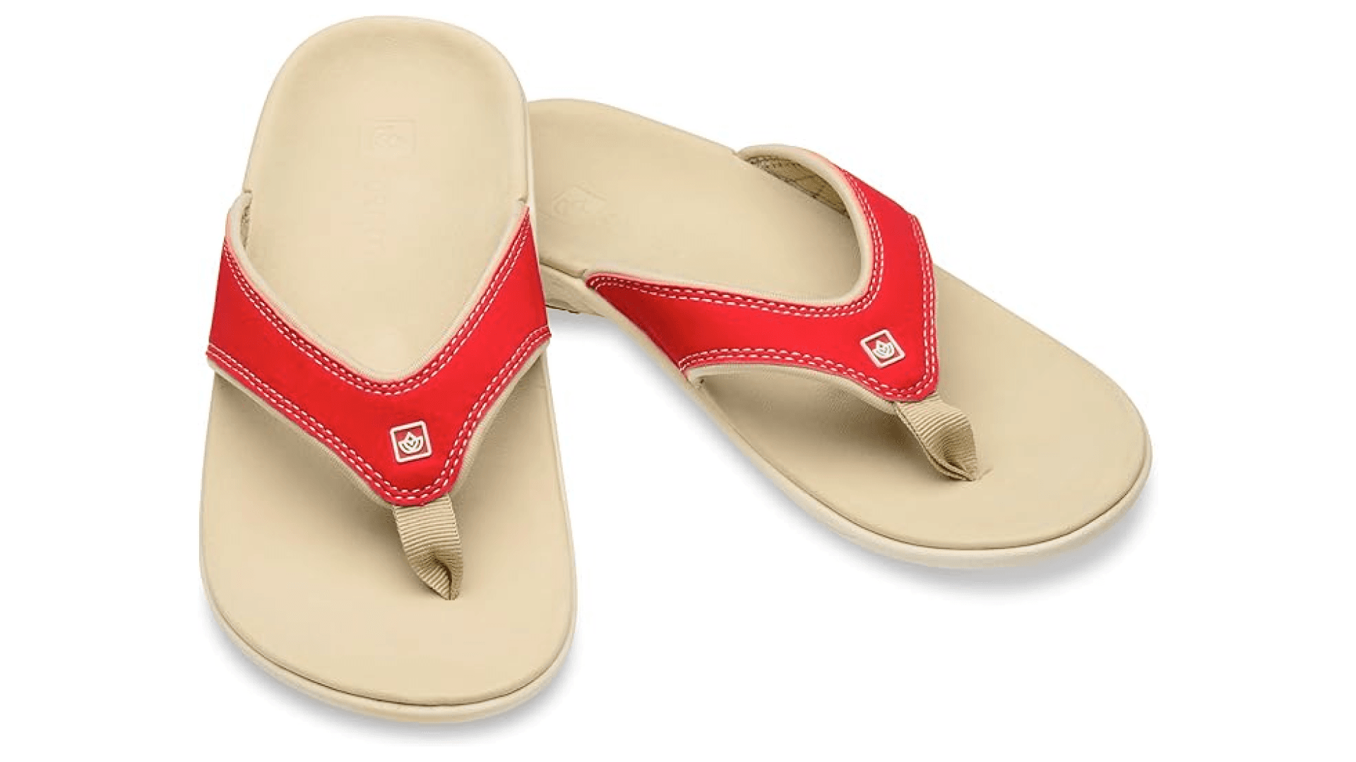 Beige flip-flops with red accent