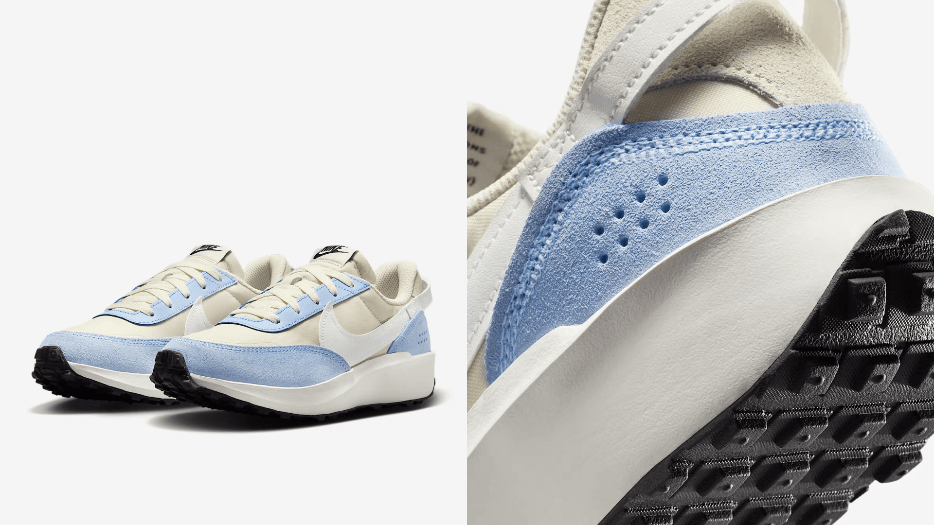 Nike waffle sneakers in blue and cream