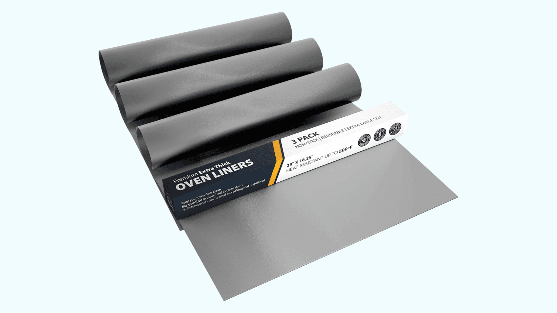Oven Liners for Bottom of Oven - 3 Pack Large Heavy Duty Mats, 16.25”x23” Non-Stick Reusable Liner for Electric, Gas, Toaster Ovens, Grills - BPA & PFOA Free Kitchen Accessory to Keep Your Oven Clean