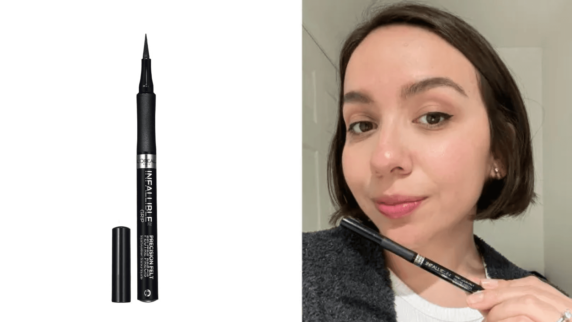 L'Oreal Paris Cosmetics Infallible Grip Precision Felt Eyeliner, Smudge Resistant, Long Lasting Waterproof Eyeliner, Black, Black, 0.03 fl oz