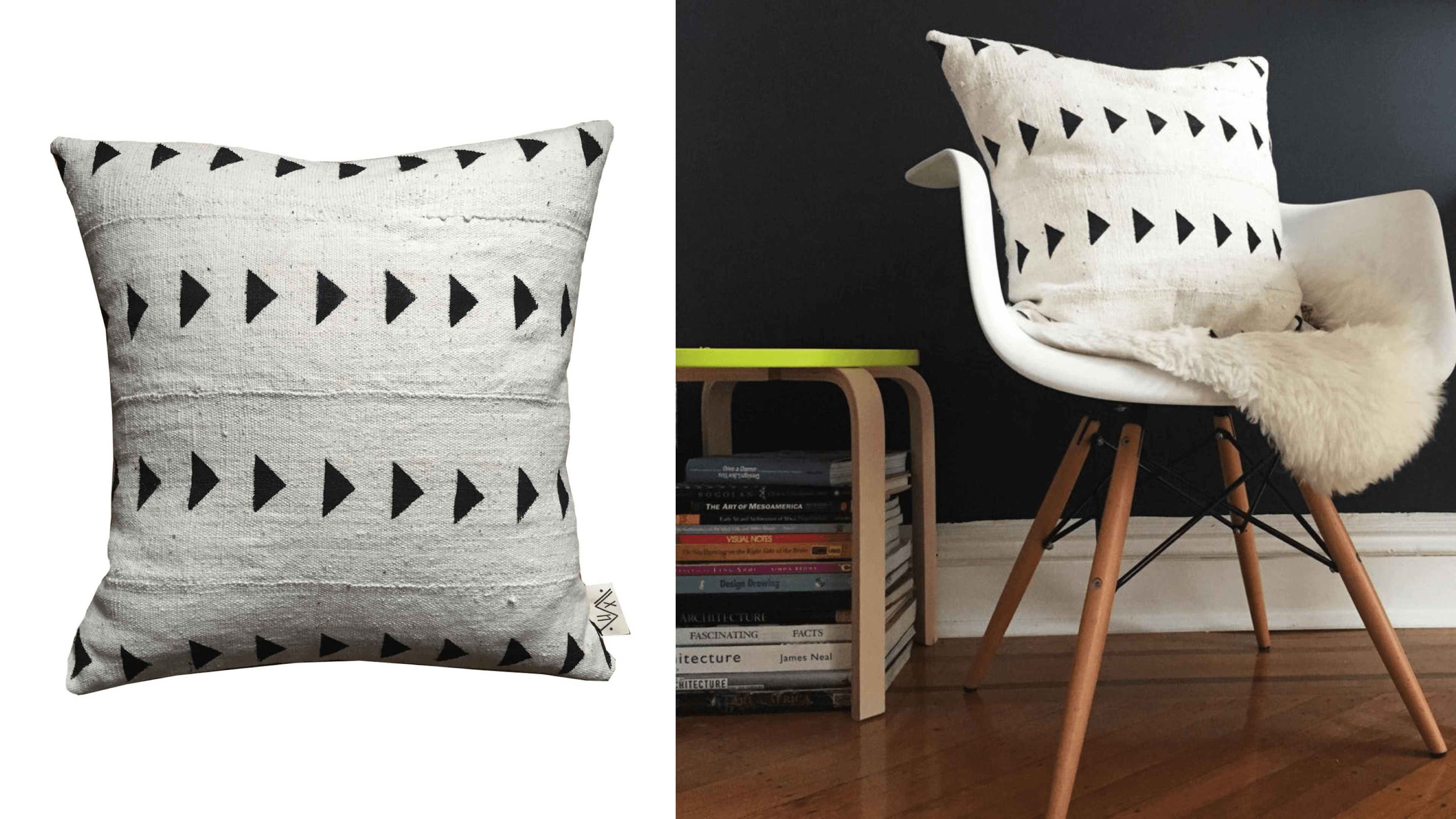 triangle patterned mudcloth pillow case