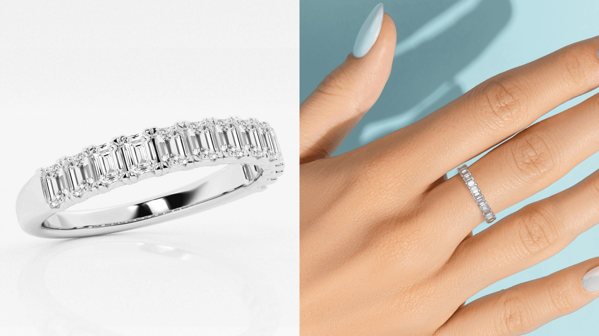 Emerald lab grown diamond ring