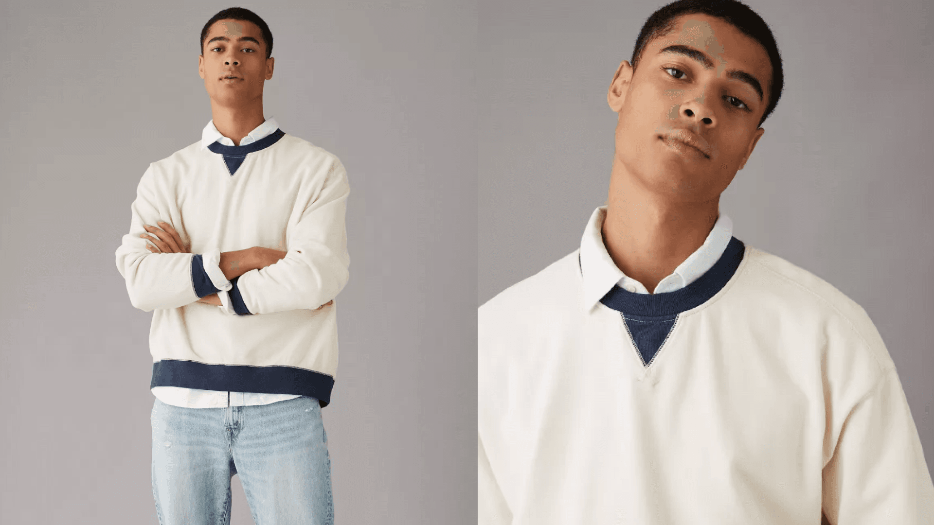 colorblock crew neck sweatshirt for guys