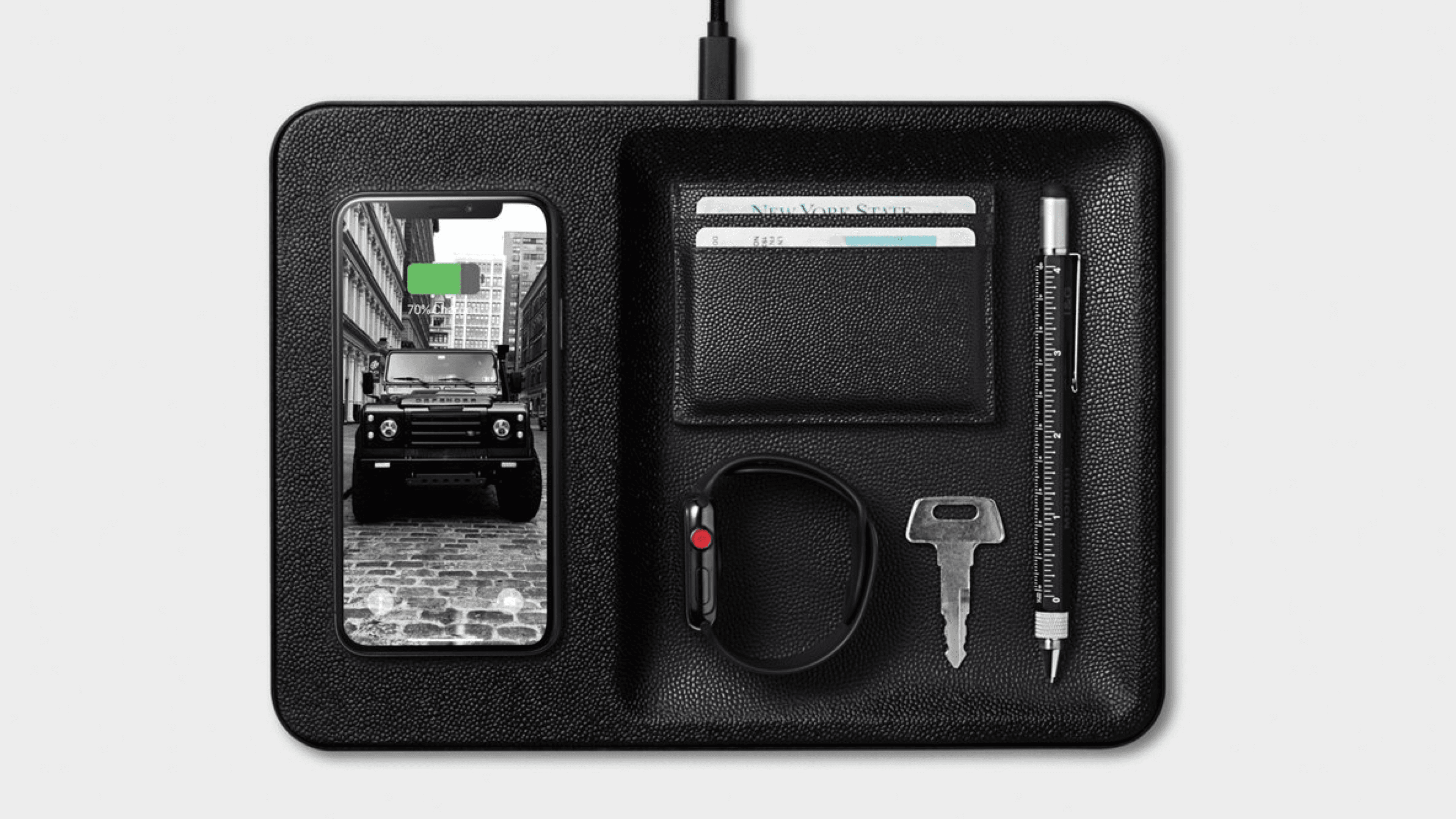 charging pad with a place for essential items