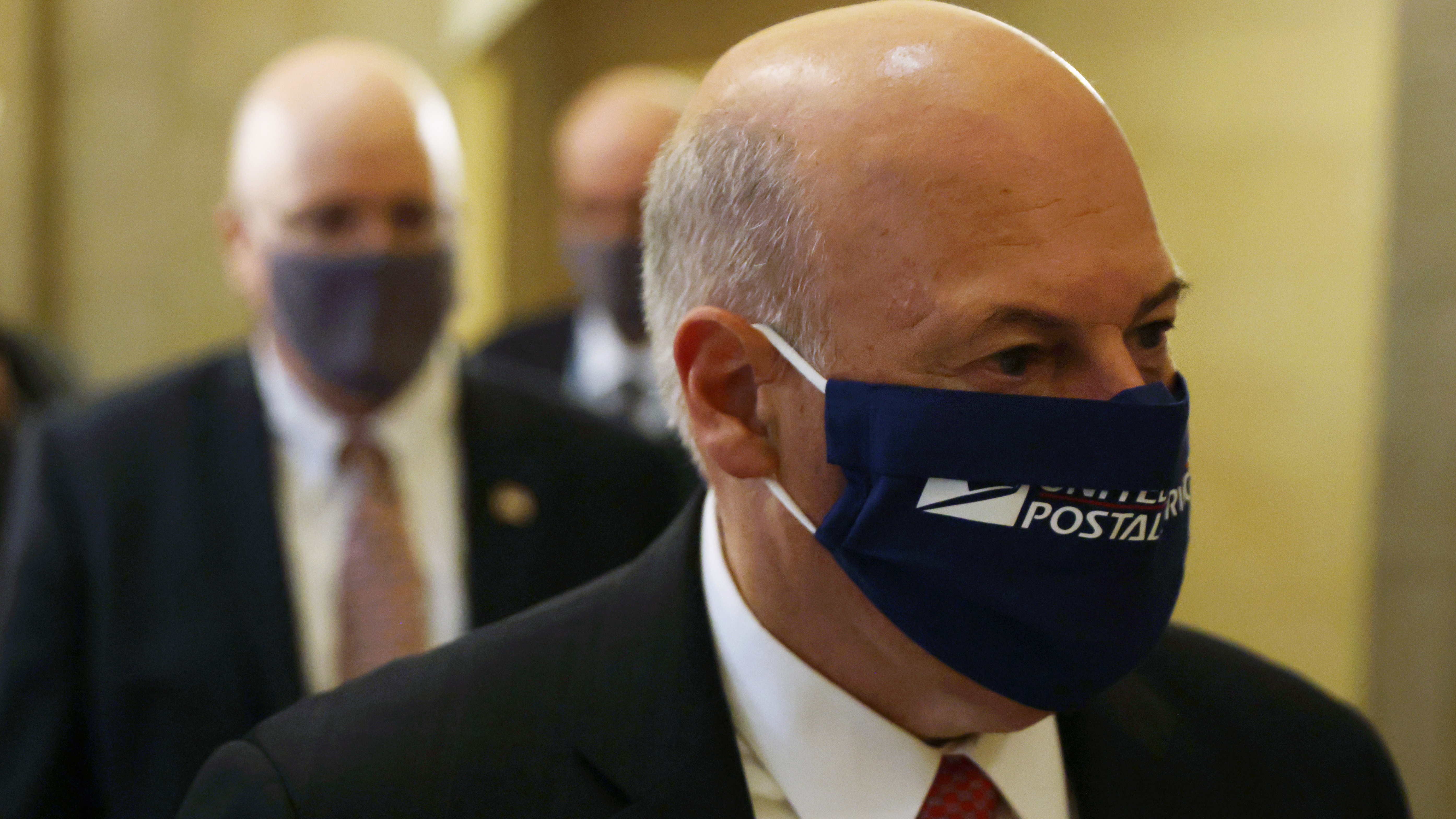 U.S. Postmaster General Louis Dejoy arrives at a meeting at the office of Speaker of the House Rep. Nancy Pelosi