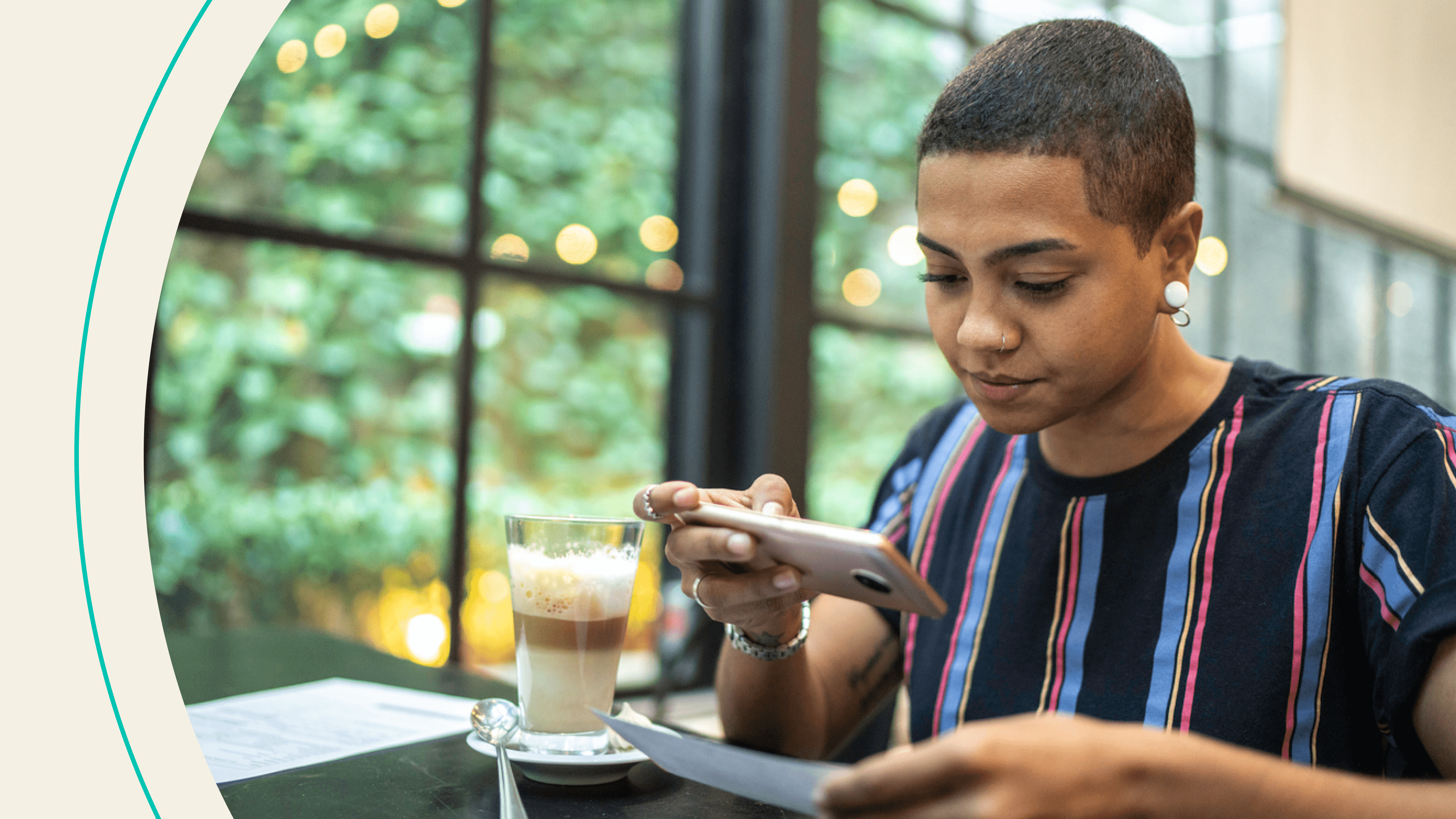 accessibility, woman taking picture of a check