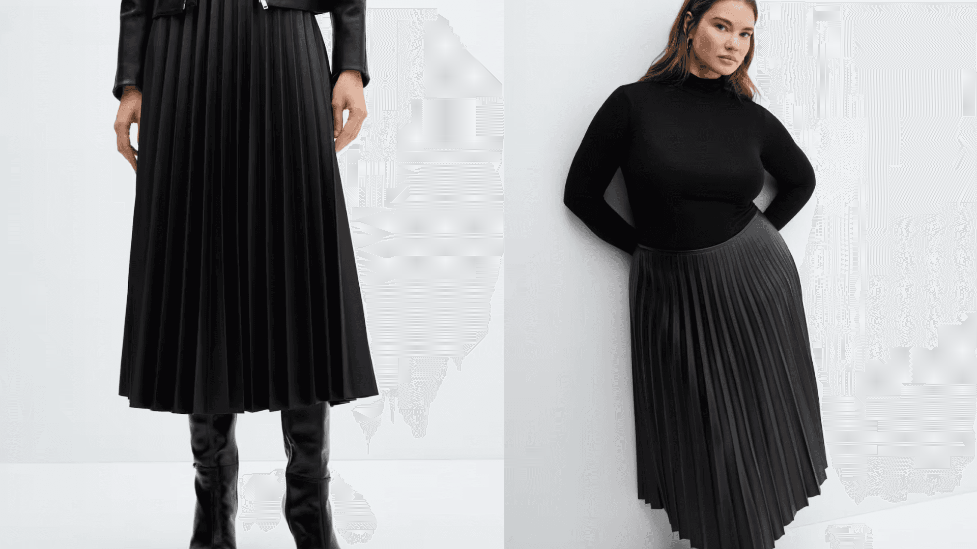 Mango Leather-Effect Pleated Skirt