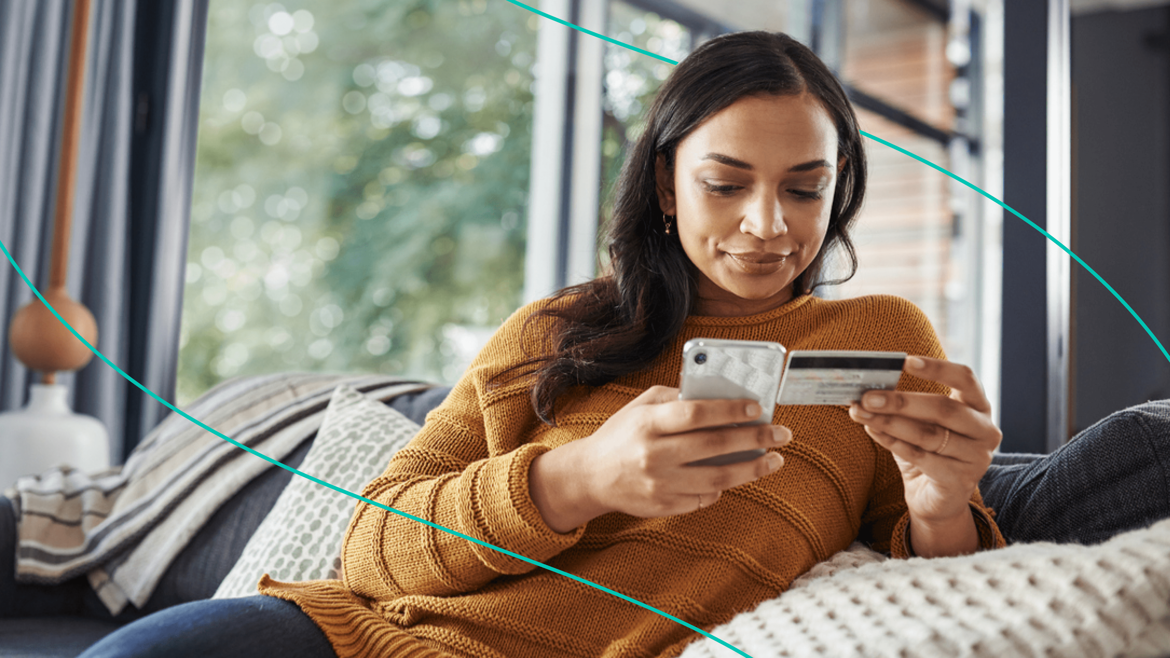accessibility, woman holding cell phone and credit card