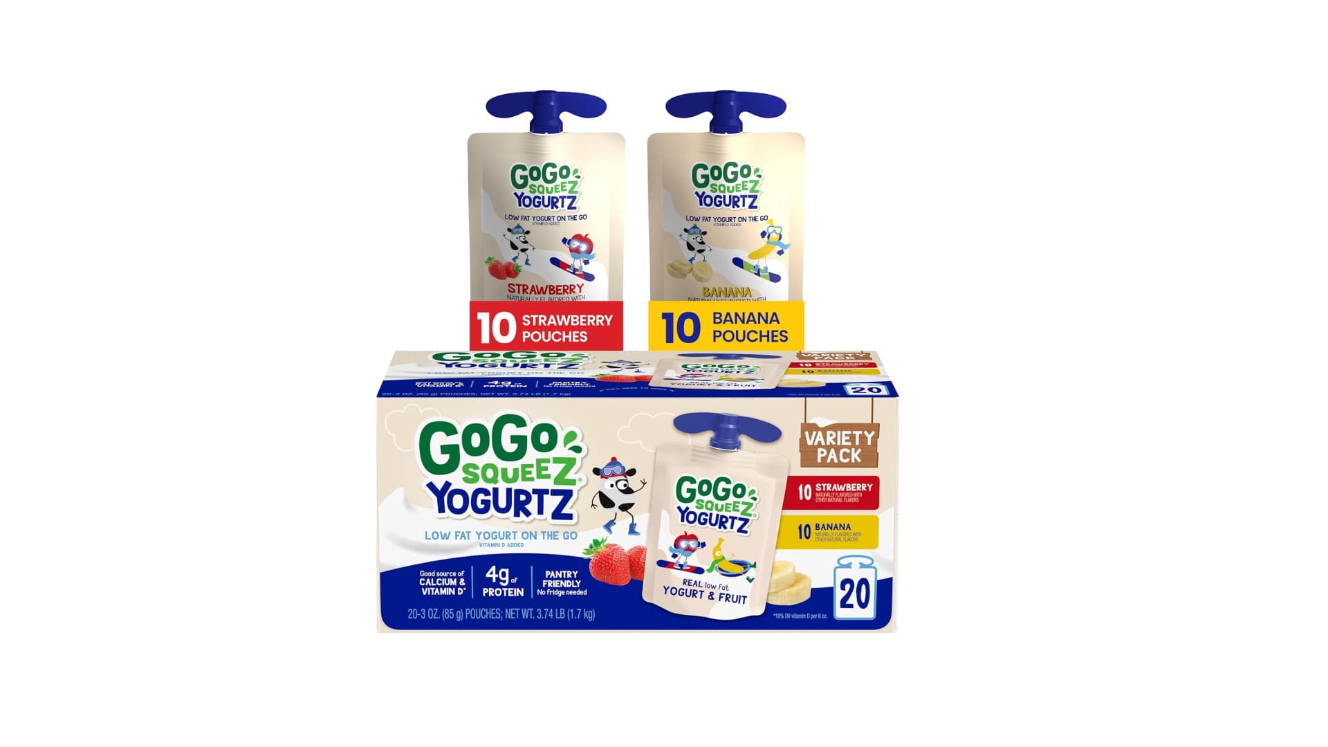 GoGo squeeZ yogurtZ Variety Pack, Strawberry & Banana