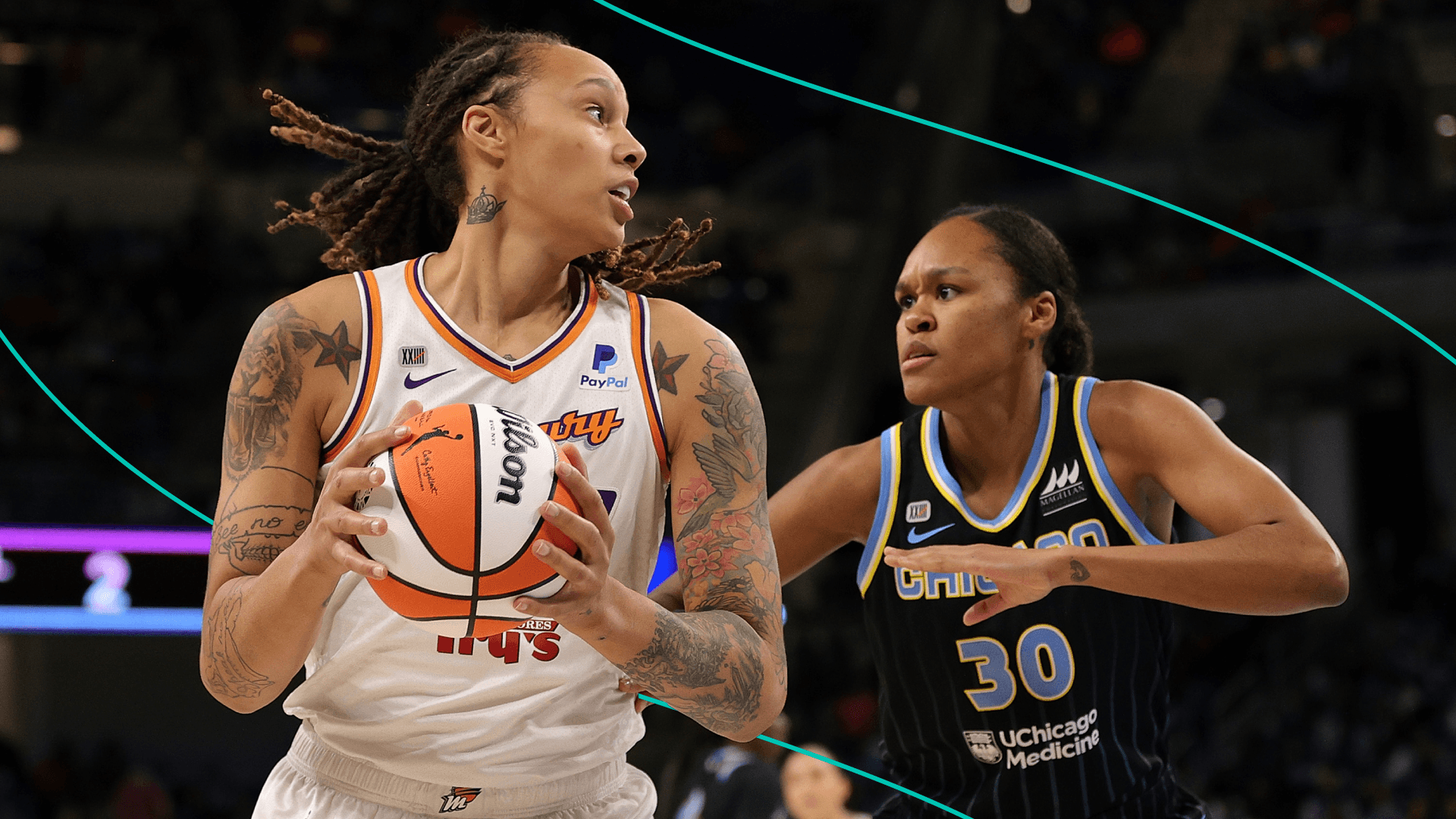 WNBA star Brittney Griner playing basketball